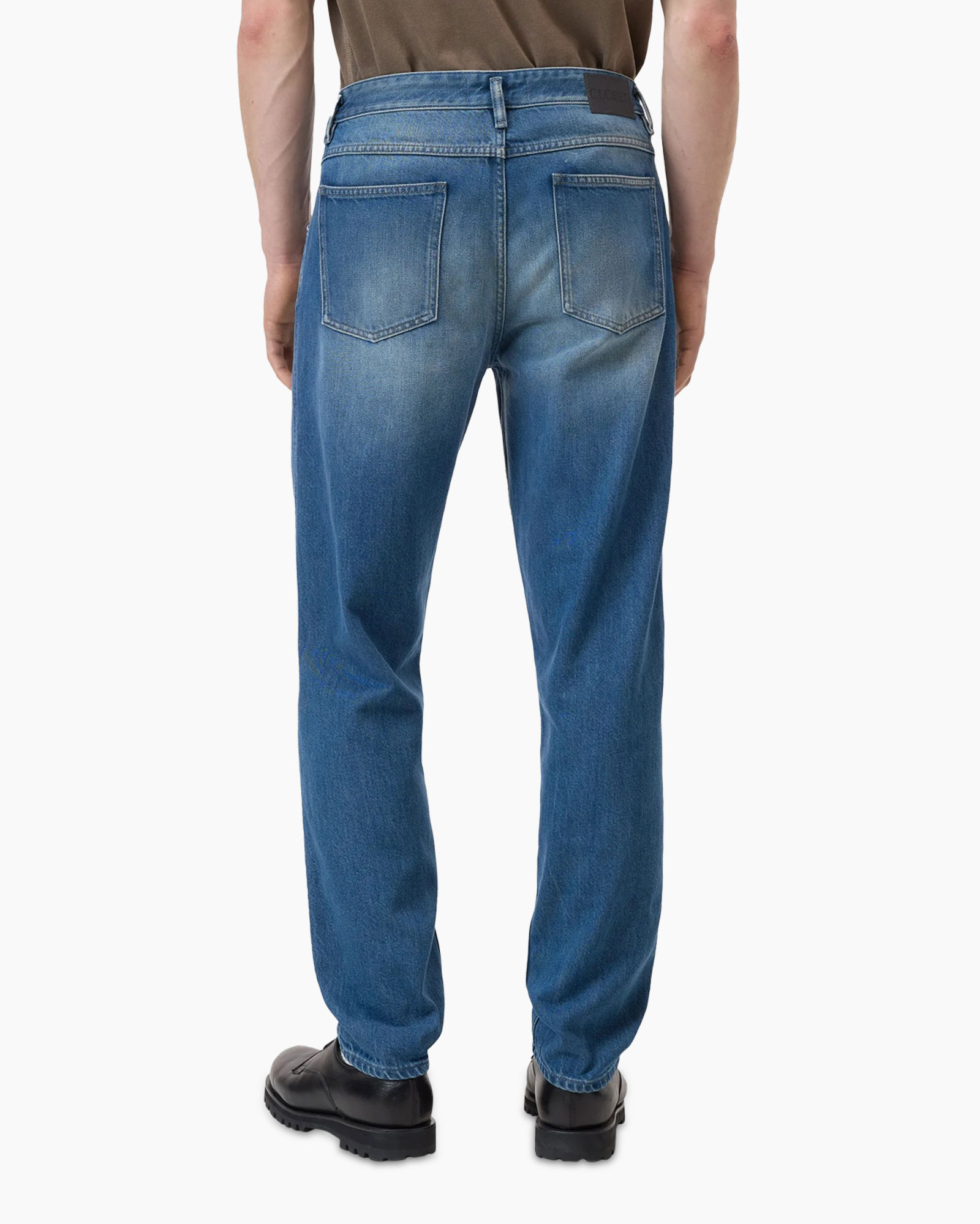 jeans, denim, back pockets, blue, straight leg