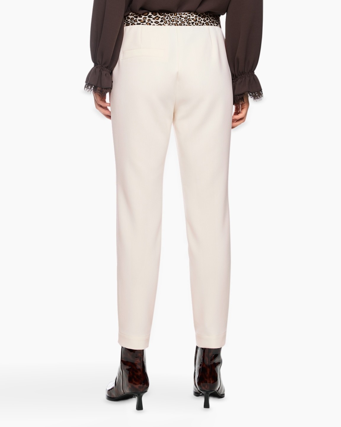 pants, beige, trousers, back view, leopard waistband