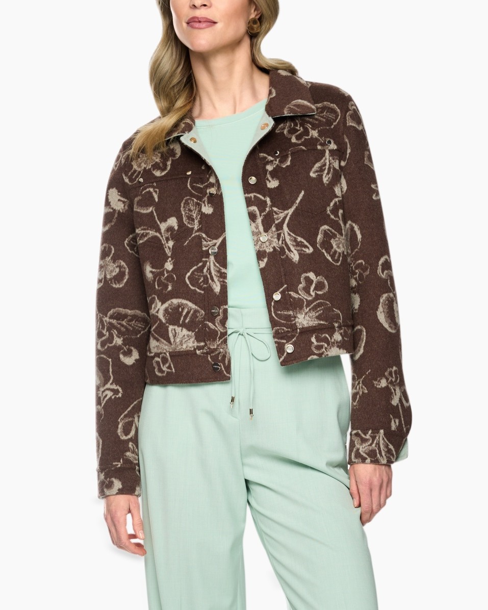 jacket, cardigan, brown, floral, wool blend
