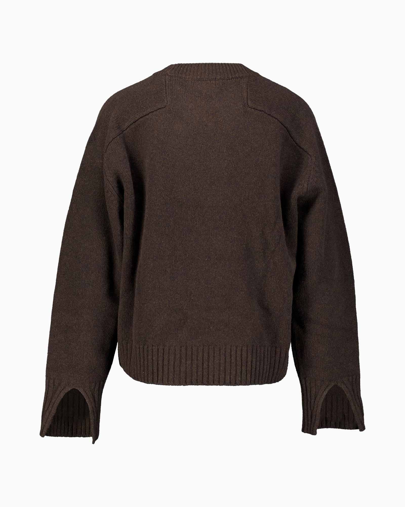 knit, sweater, brown, long-sleeve, ribbed hem