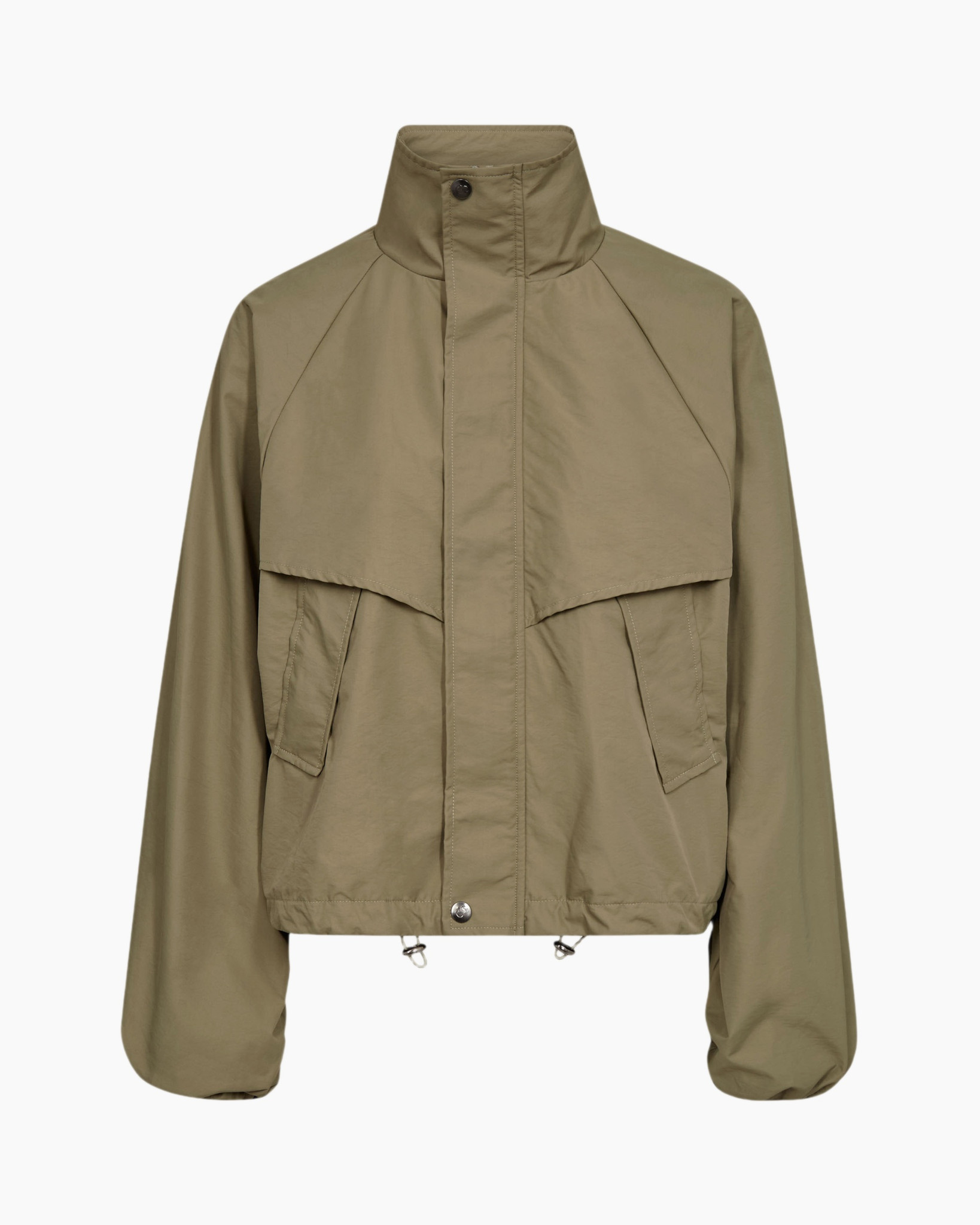 jacket, windbreaker, parka, khaki, drawstring hem