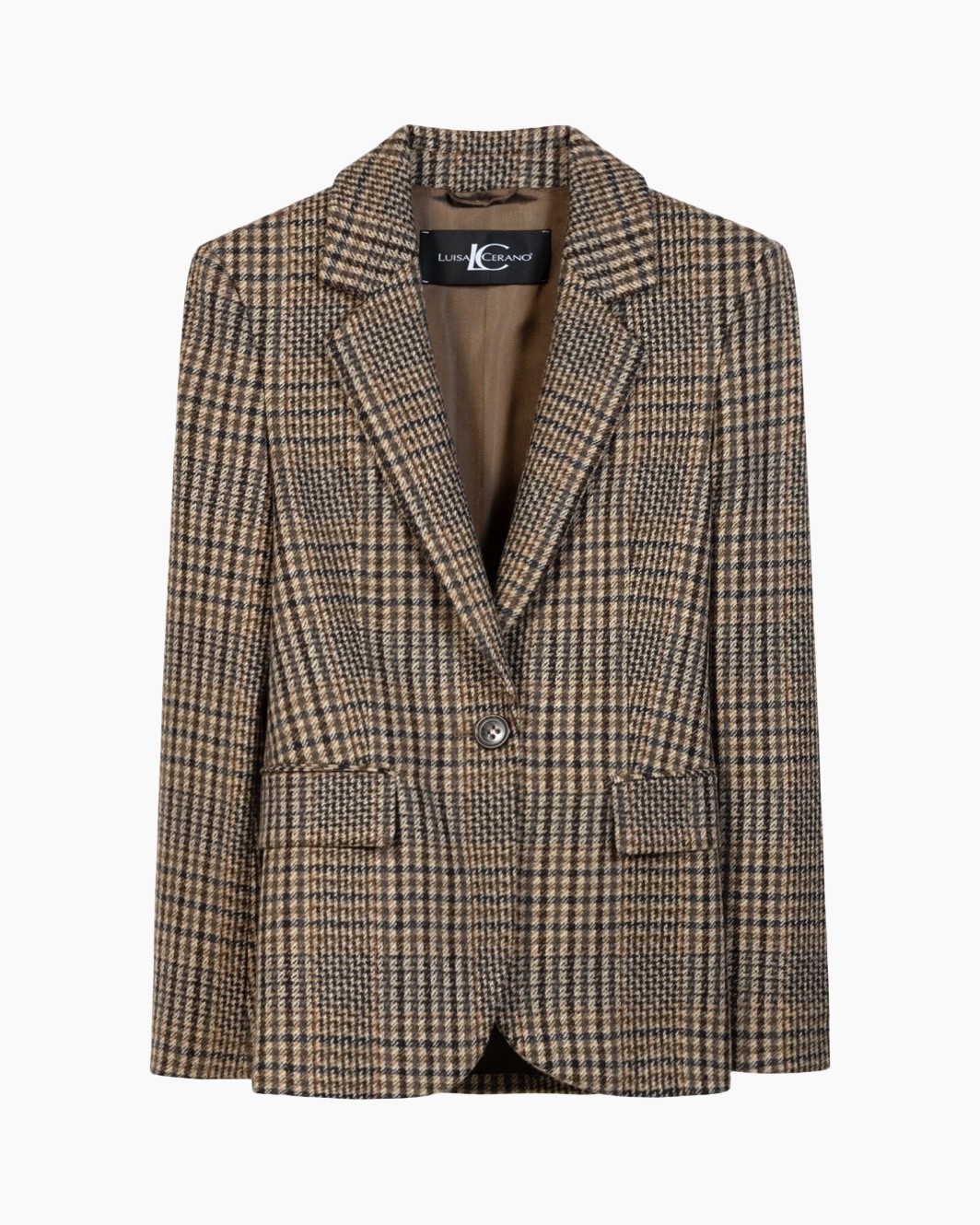 blazer, houndstooth, plaid, single-breasted, pocketed