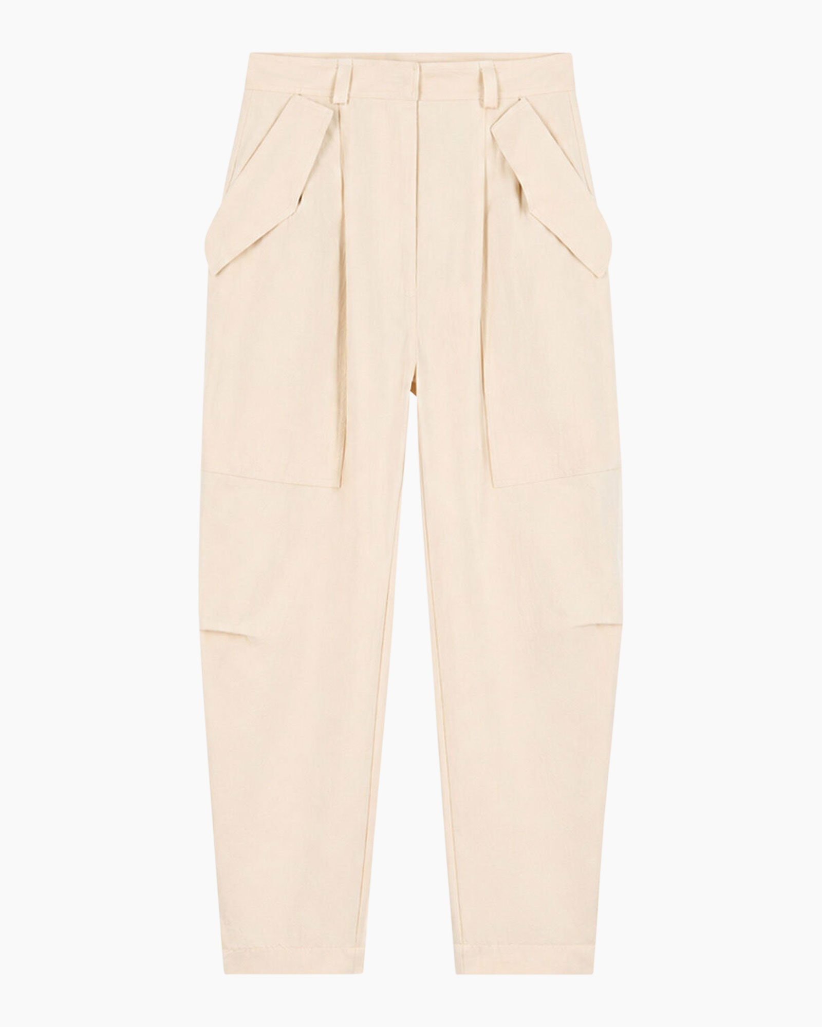 pants, tapered, beige, cargo, pleated