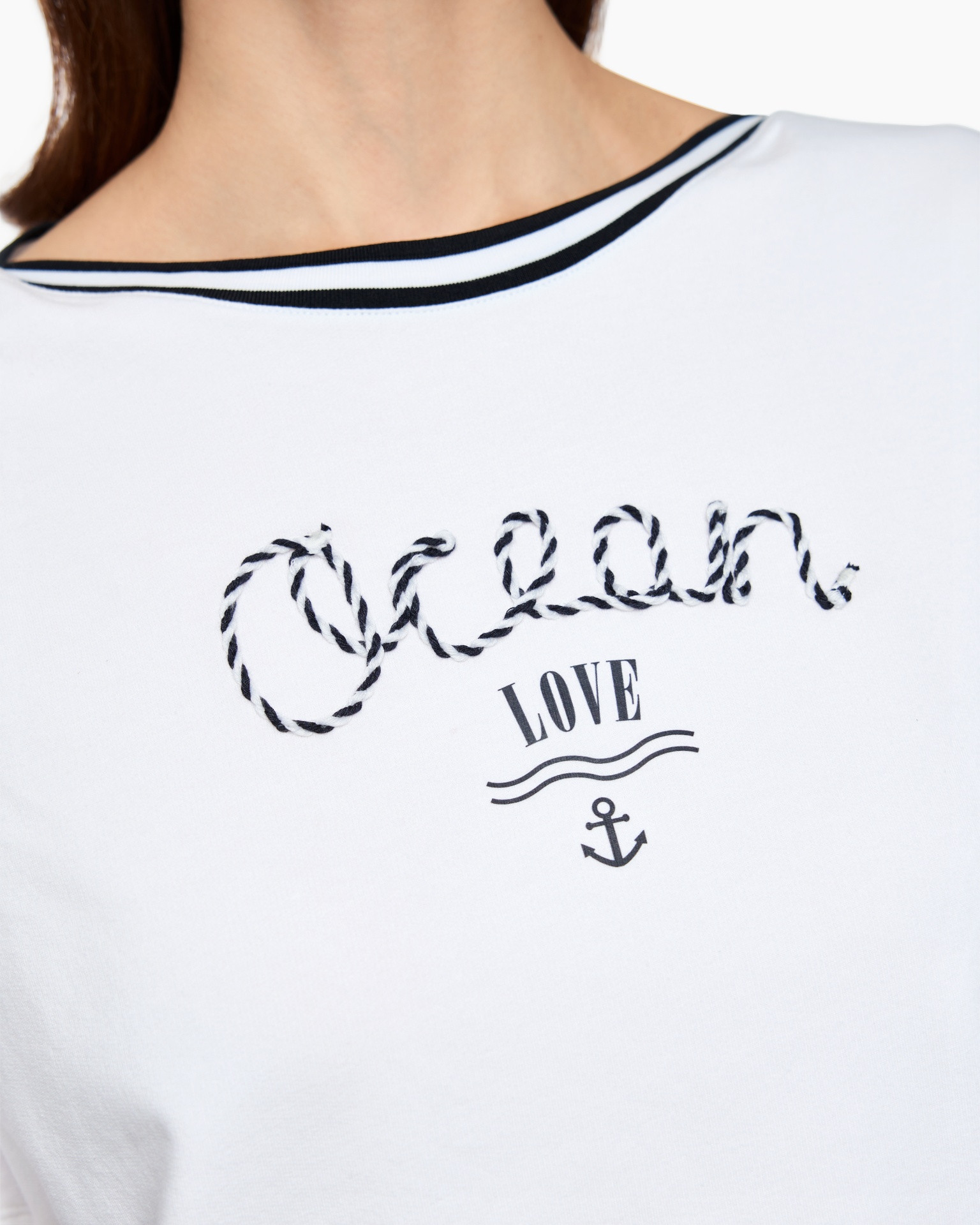 t-shirt, white, rope text, anchor, graphic