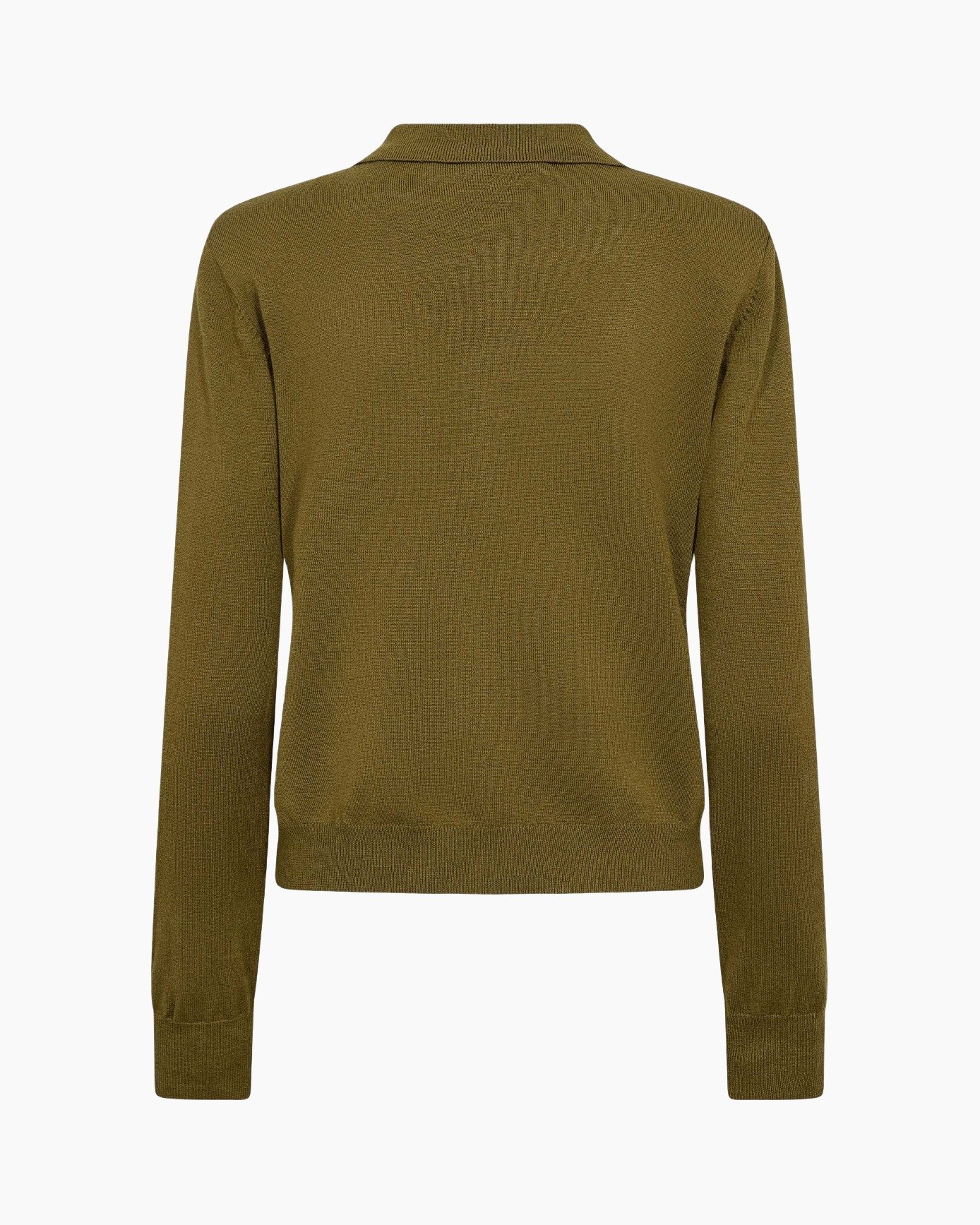 top, polo, collar, long-sleeve, olive