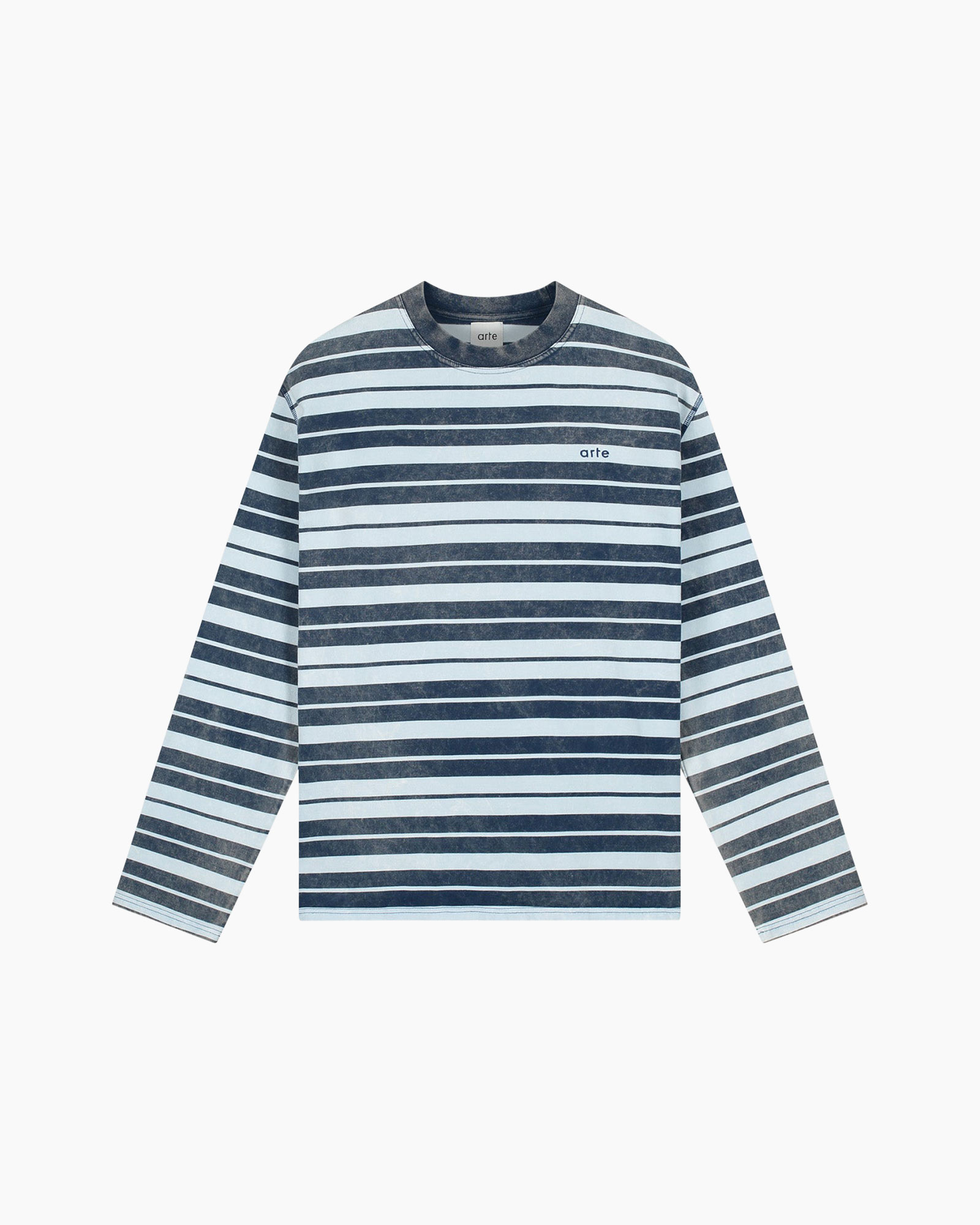 striped, long-sleeve, crew-neck, cotton, top
