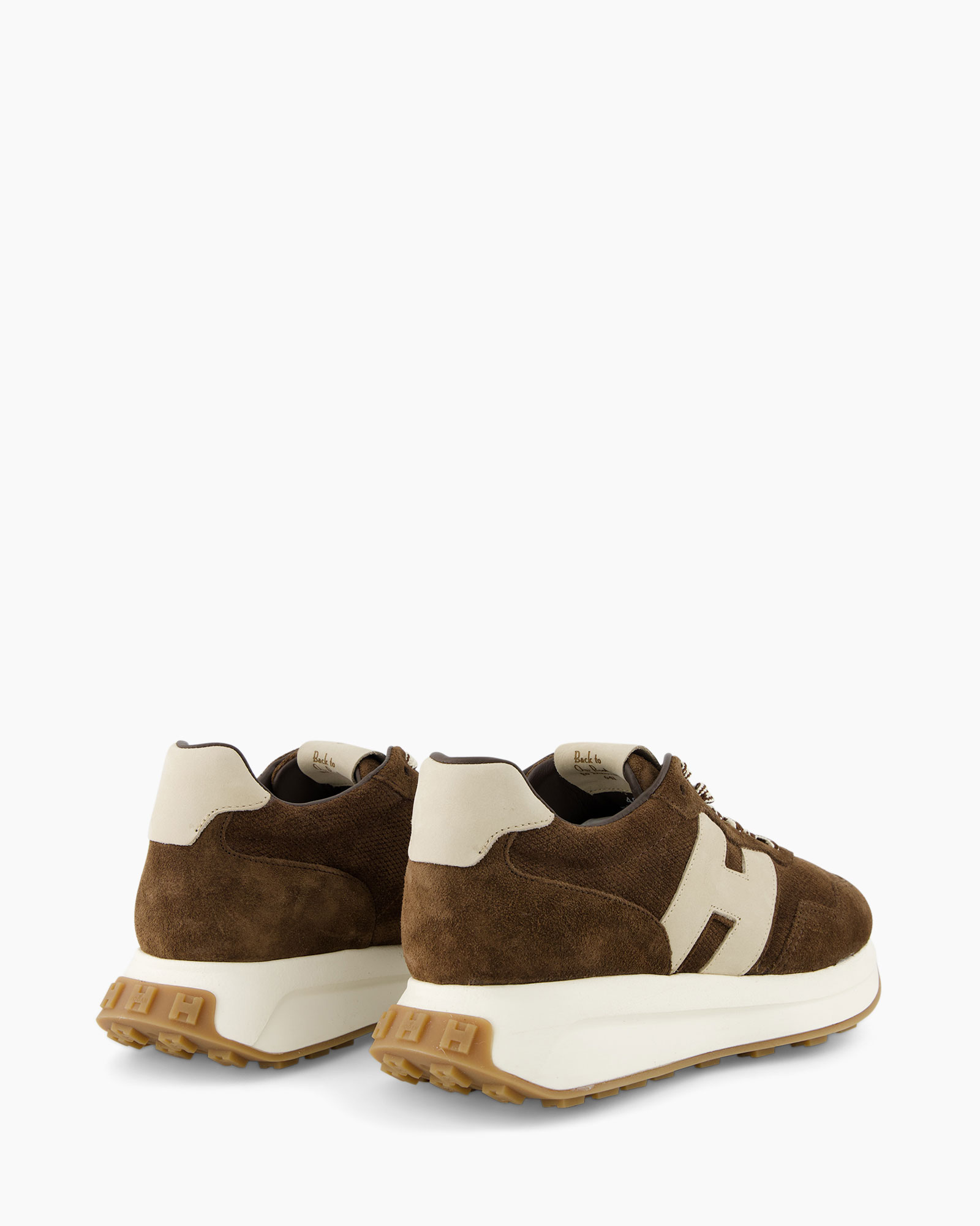 ankle sneakers, brown suede, white accent, rugged sole, casual footwear
