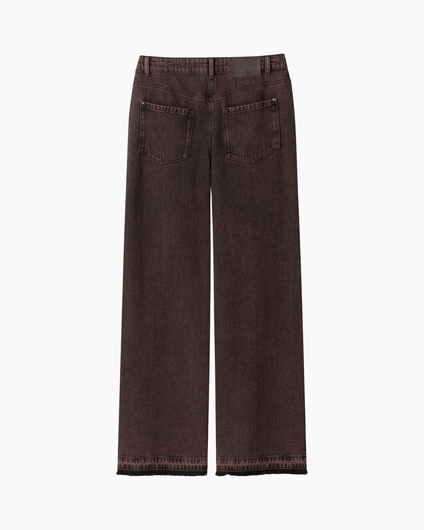 pants, wide-leg, denim, brown, back pockets