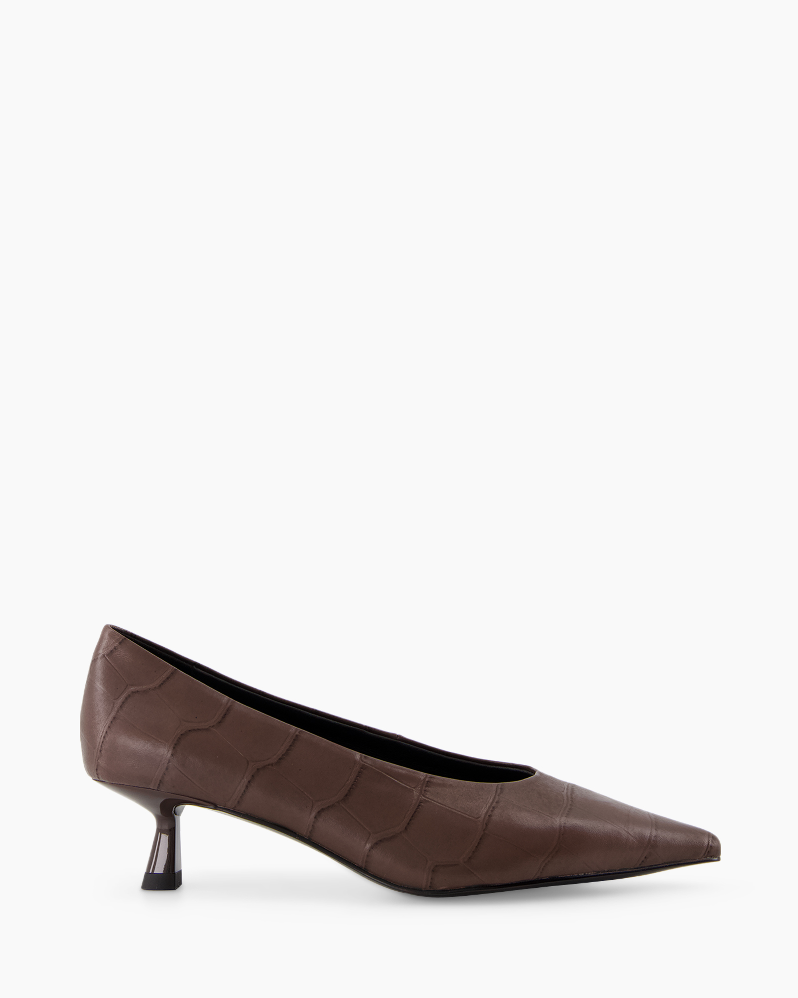Pump Cow Leather Coco Effect Donker Bruin