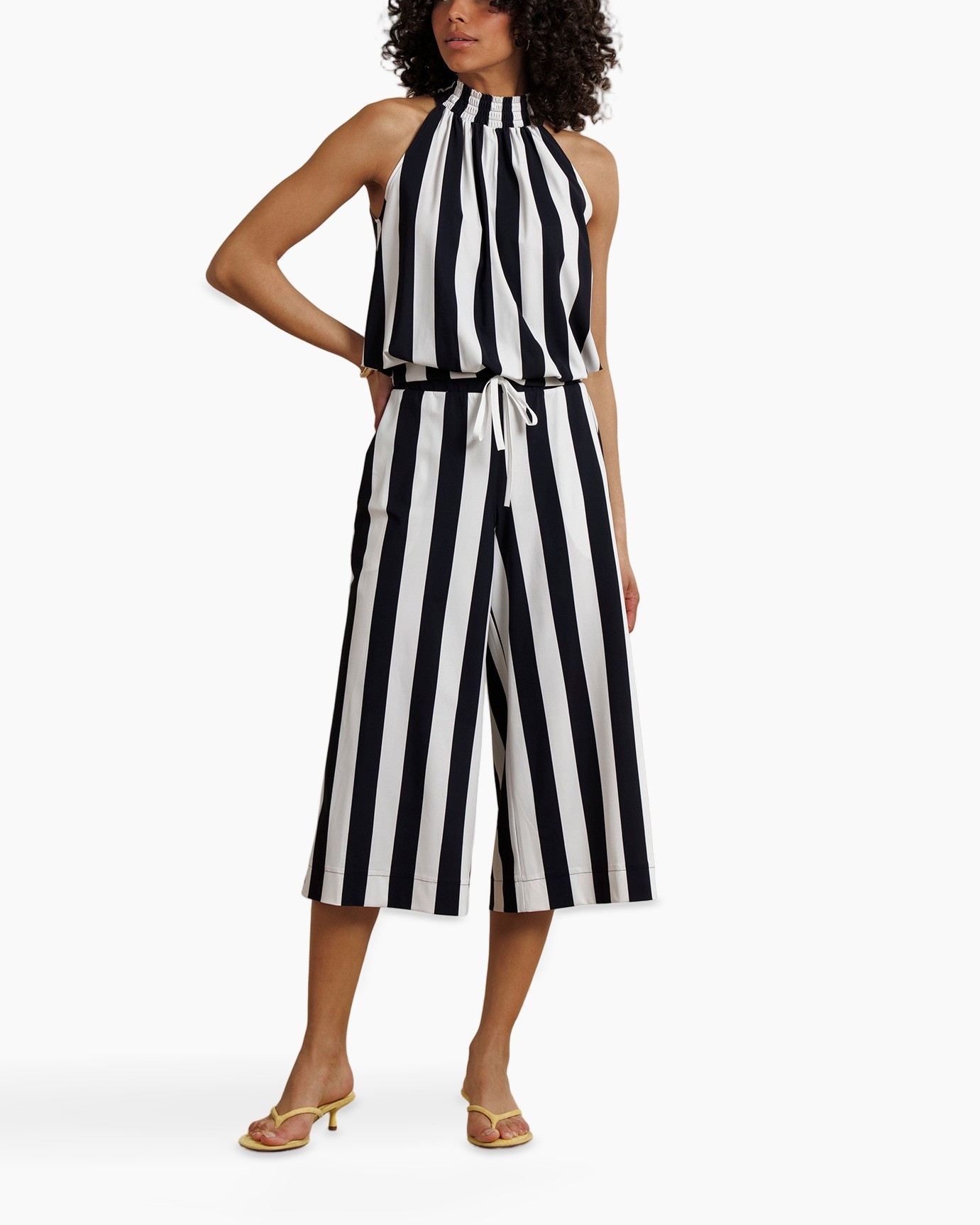 striped, pants, wide-leg, culottes, mid-length