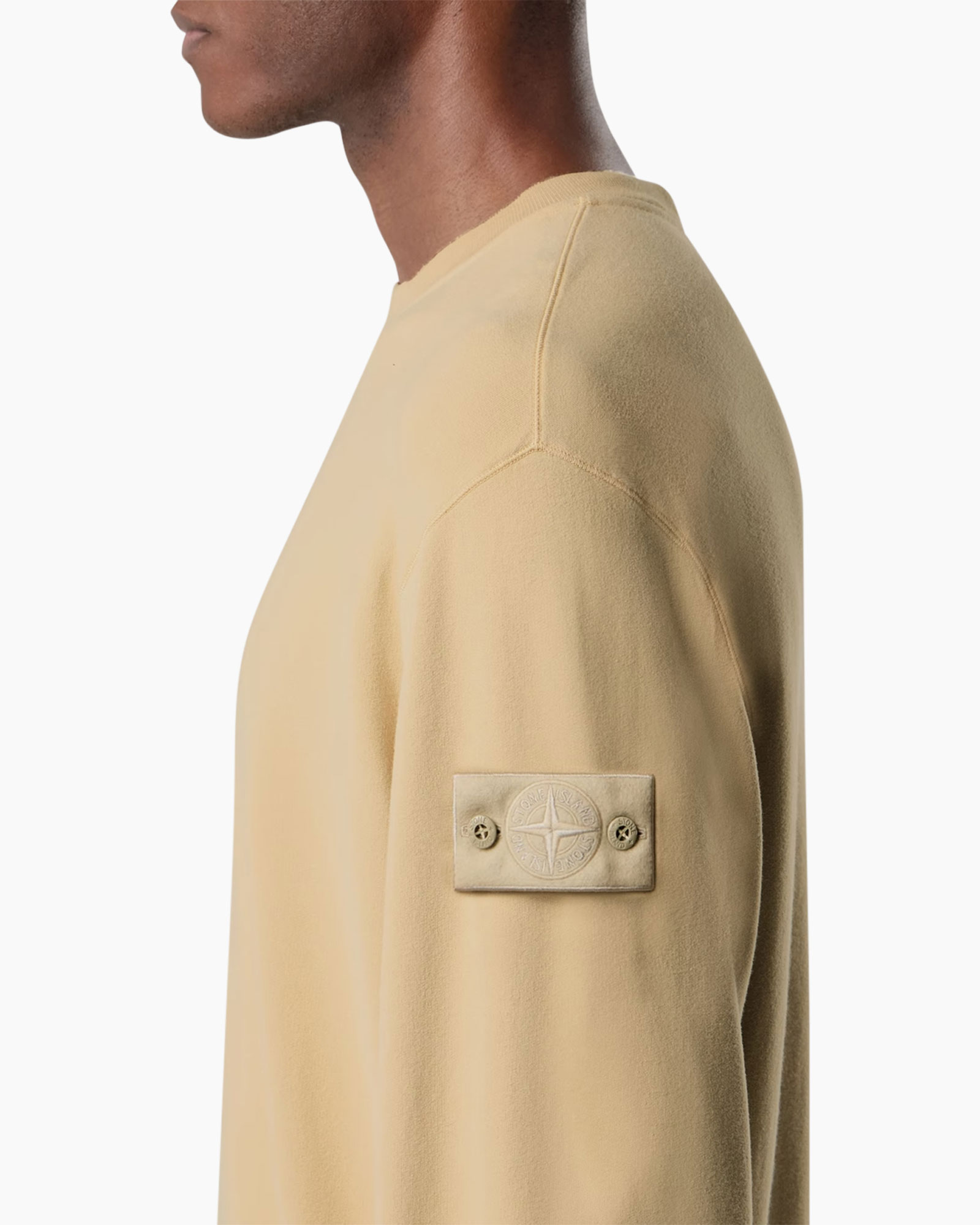 sweatshirt, beige, long sleeve, crew neck, patch logo