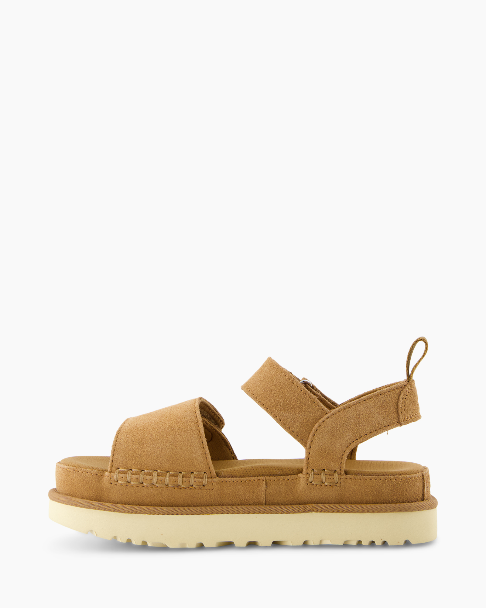sandals, strappy, suede, tan, hook-and-loop