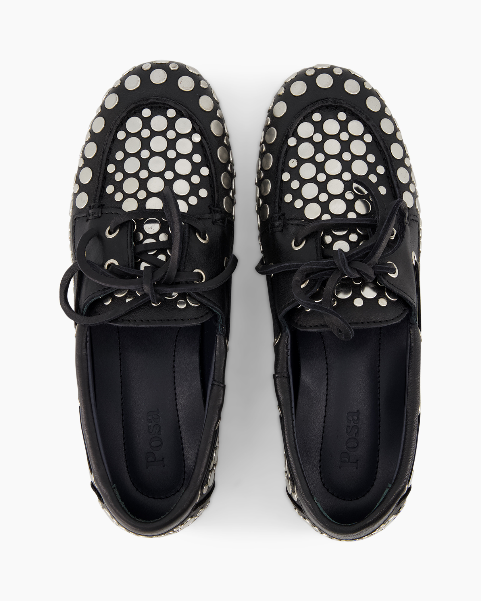 shoes, loafer, polka-dot, black, studded