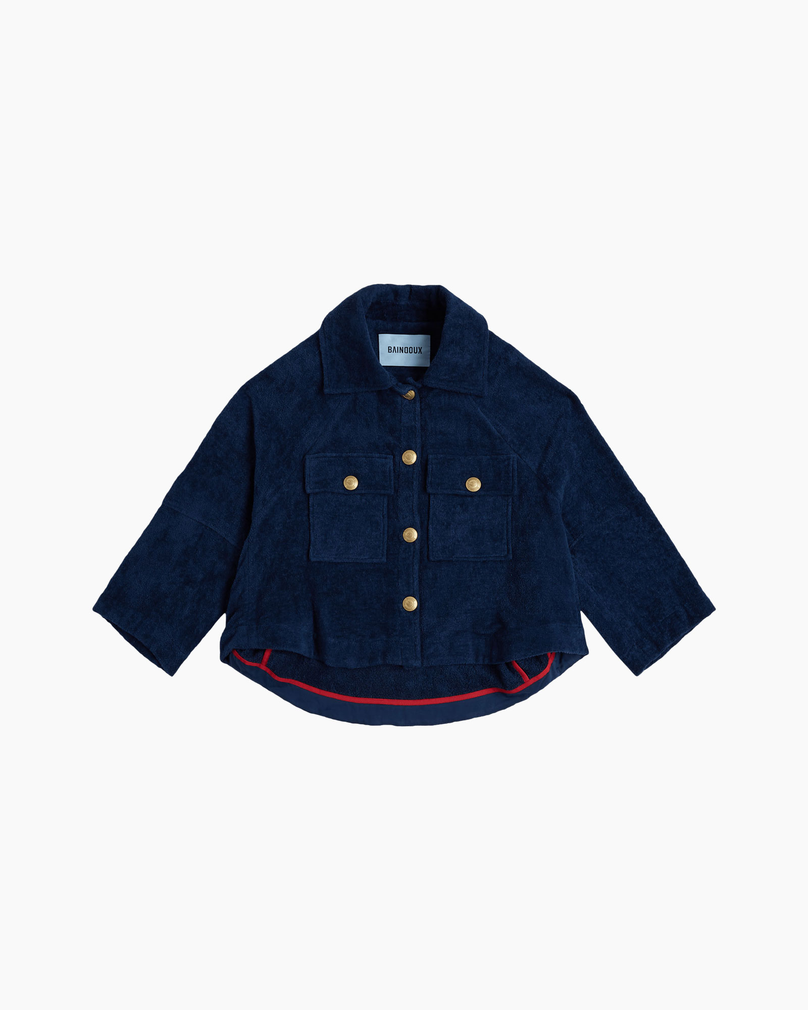jacket, corduroy, navy, two-pocket, gold buttons
