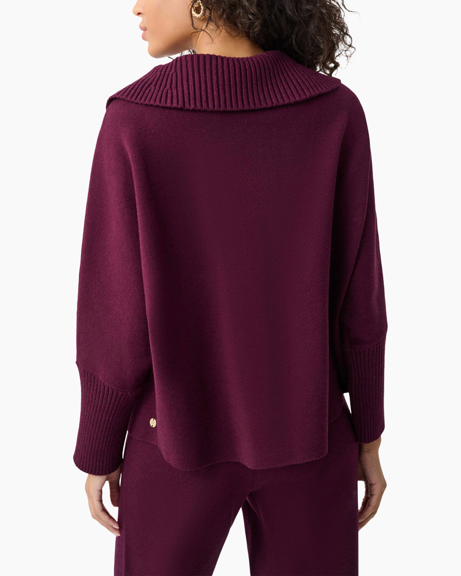 sweater, plush, magenta, crew-neck, knit cuffs
