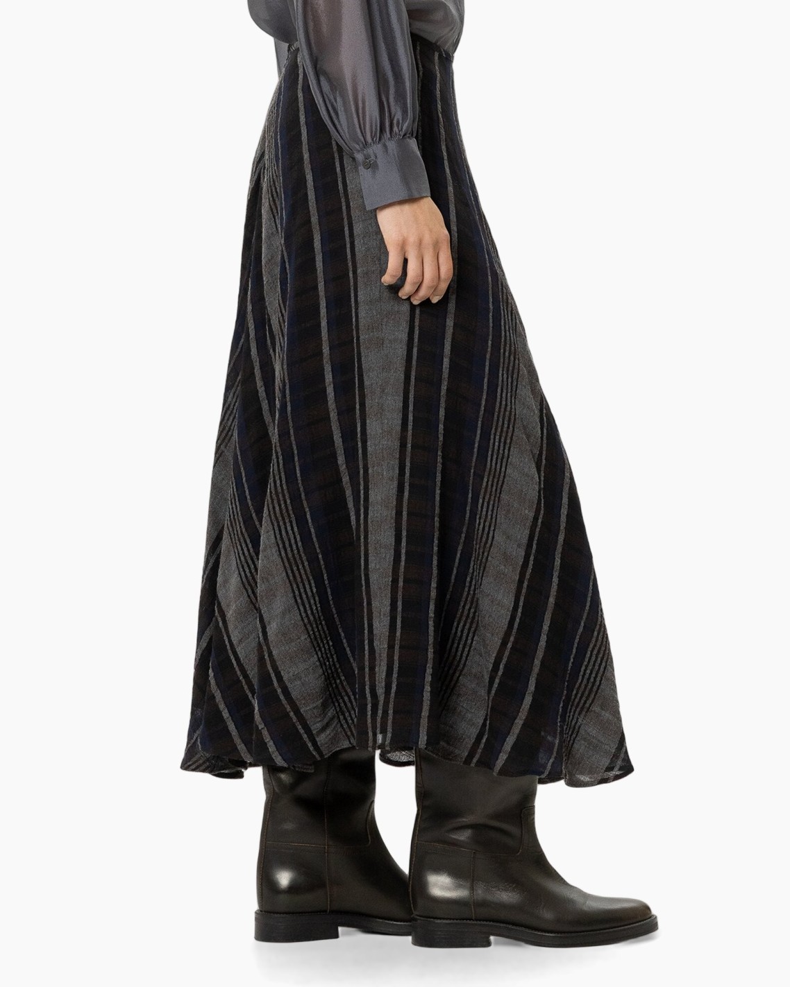 ankle boots, mid-calf boots, black, leather, skirt