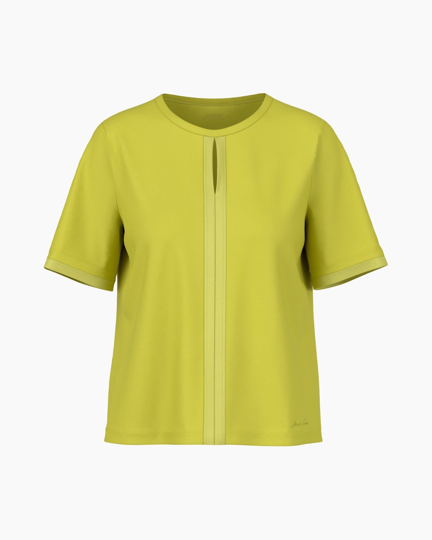 t-shirt, short sleeves, lime green, front placket, solid color
