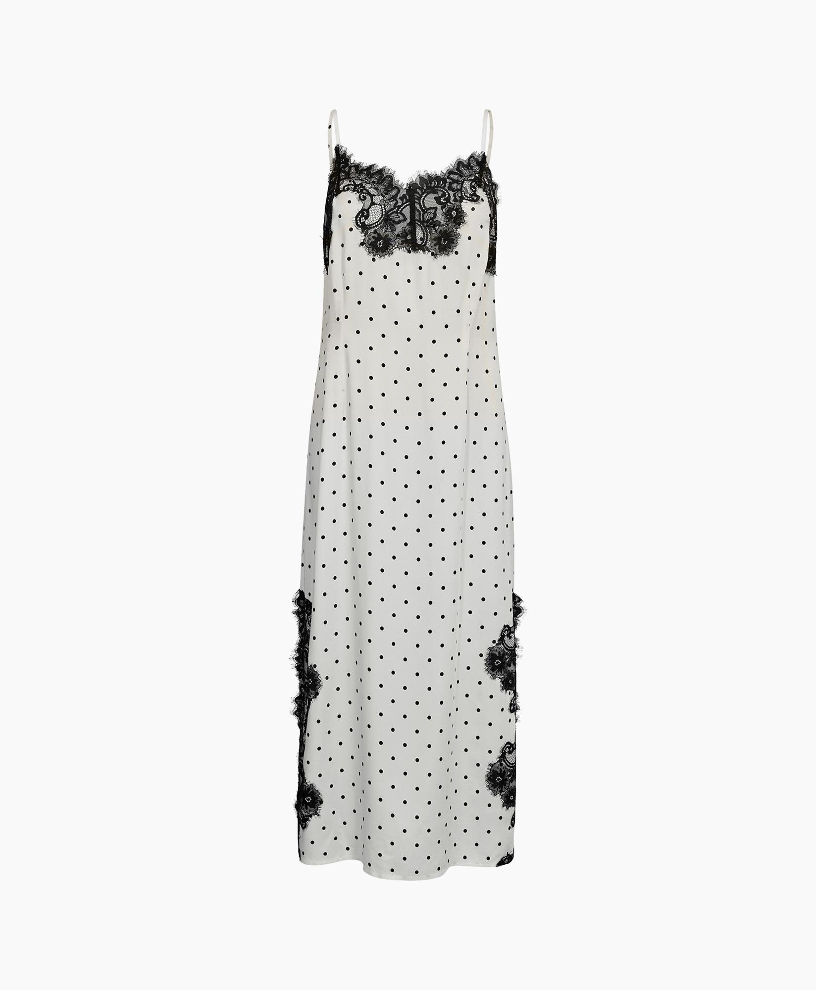 nightdress, slip, silk, lace, polka-dots