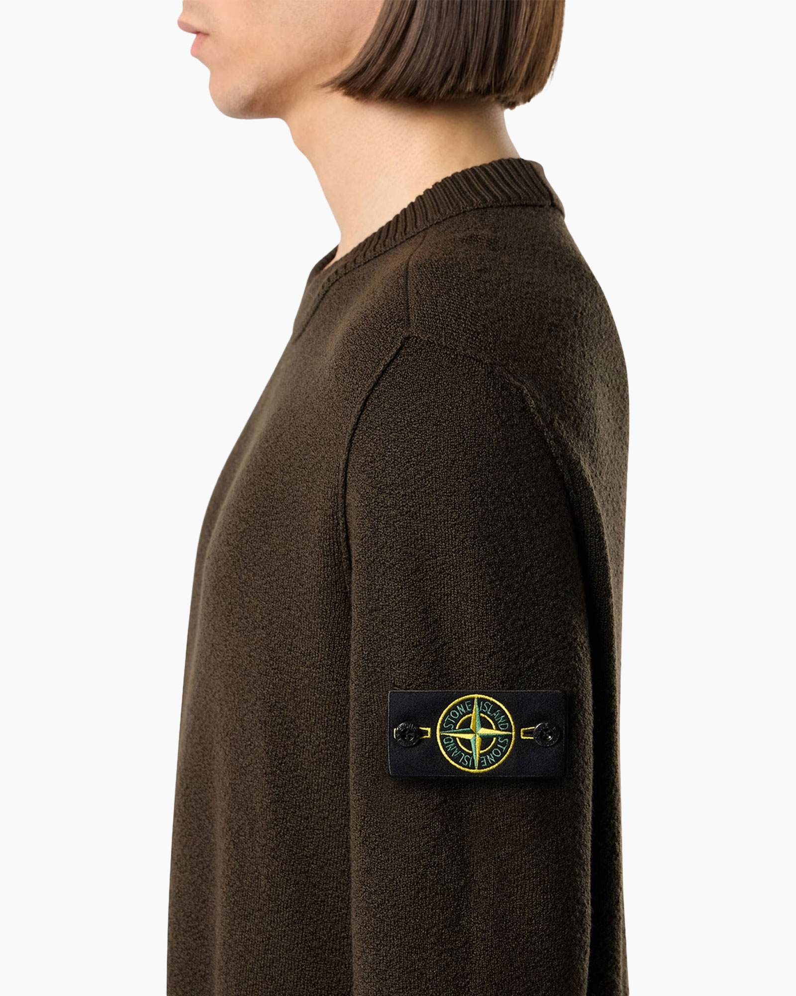 cardigan, brown, knit, patch, logo