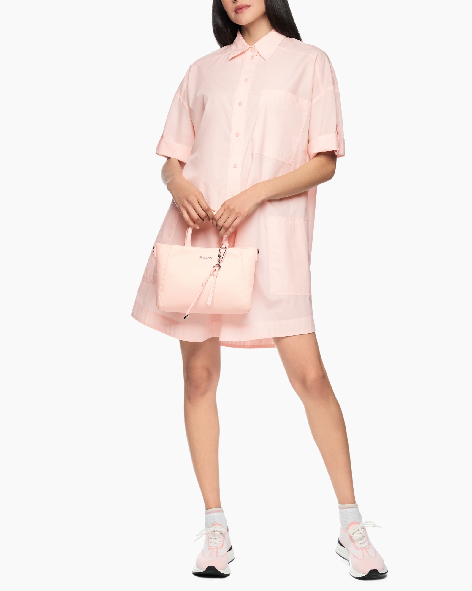 dress, shirt dress, pink, loose fit, pockets