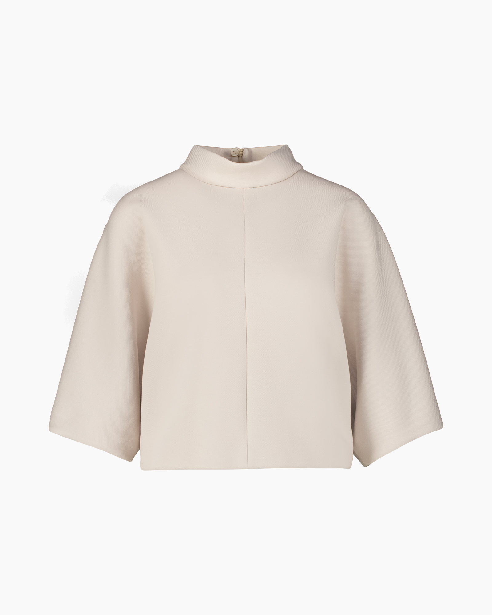 top, blouse, beige, mockneck, short-sleeve