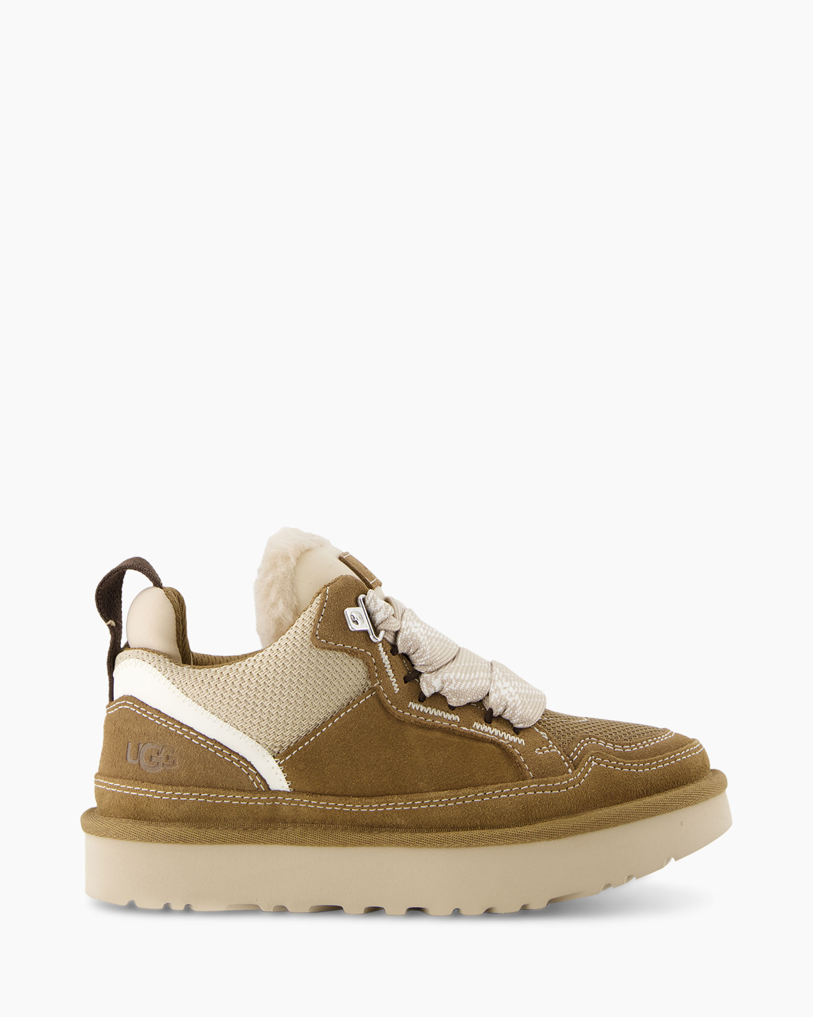 ankle boot, sneaker, tan, fur lining, laces