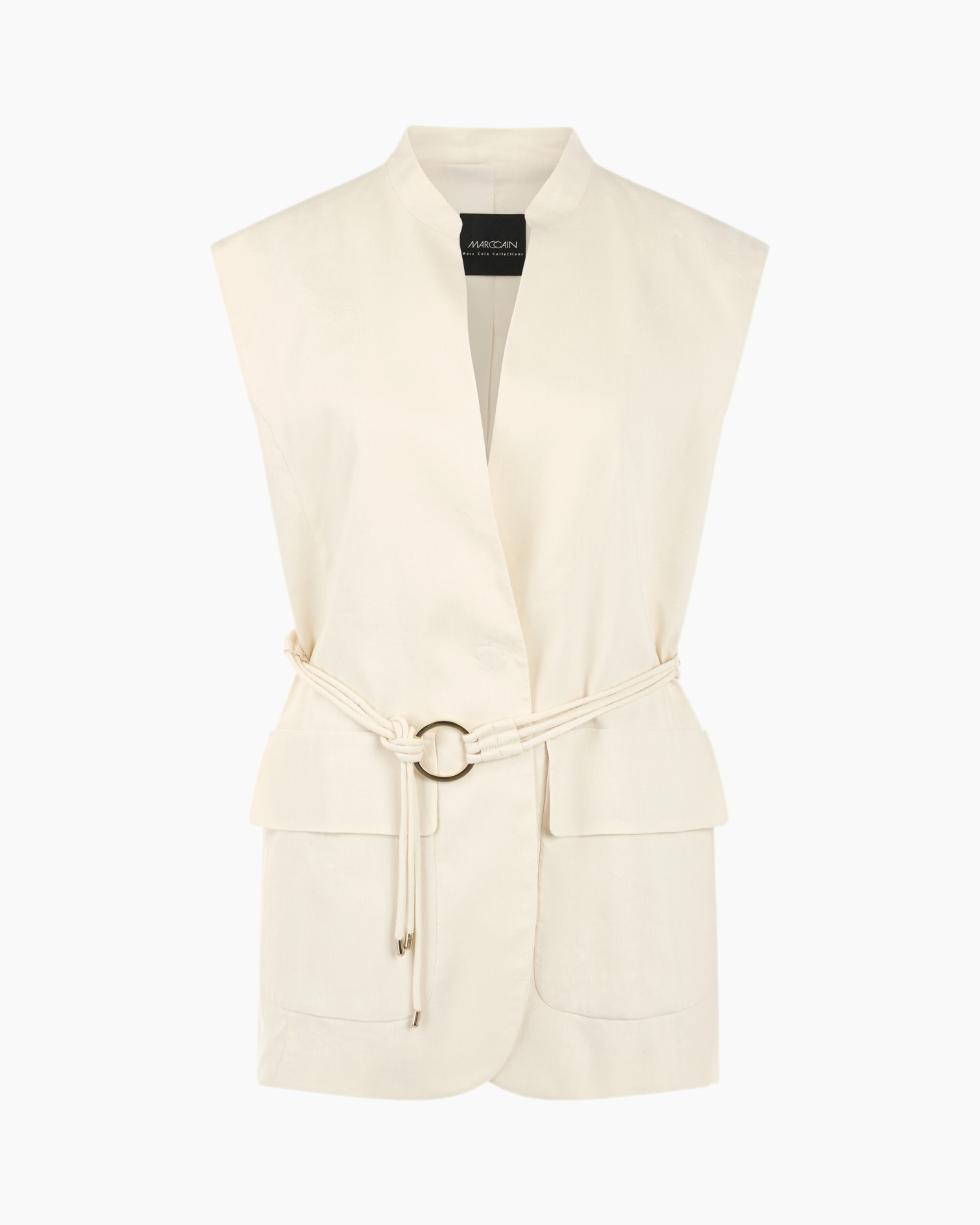 vest, waist belt, linen, beige, pockets