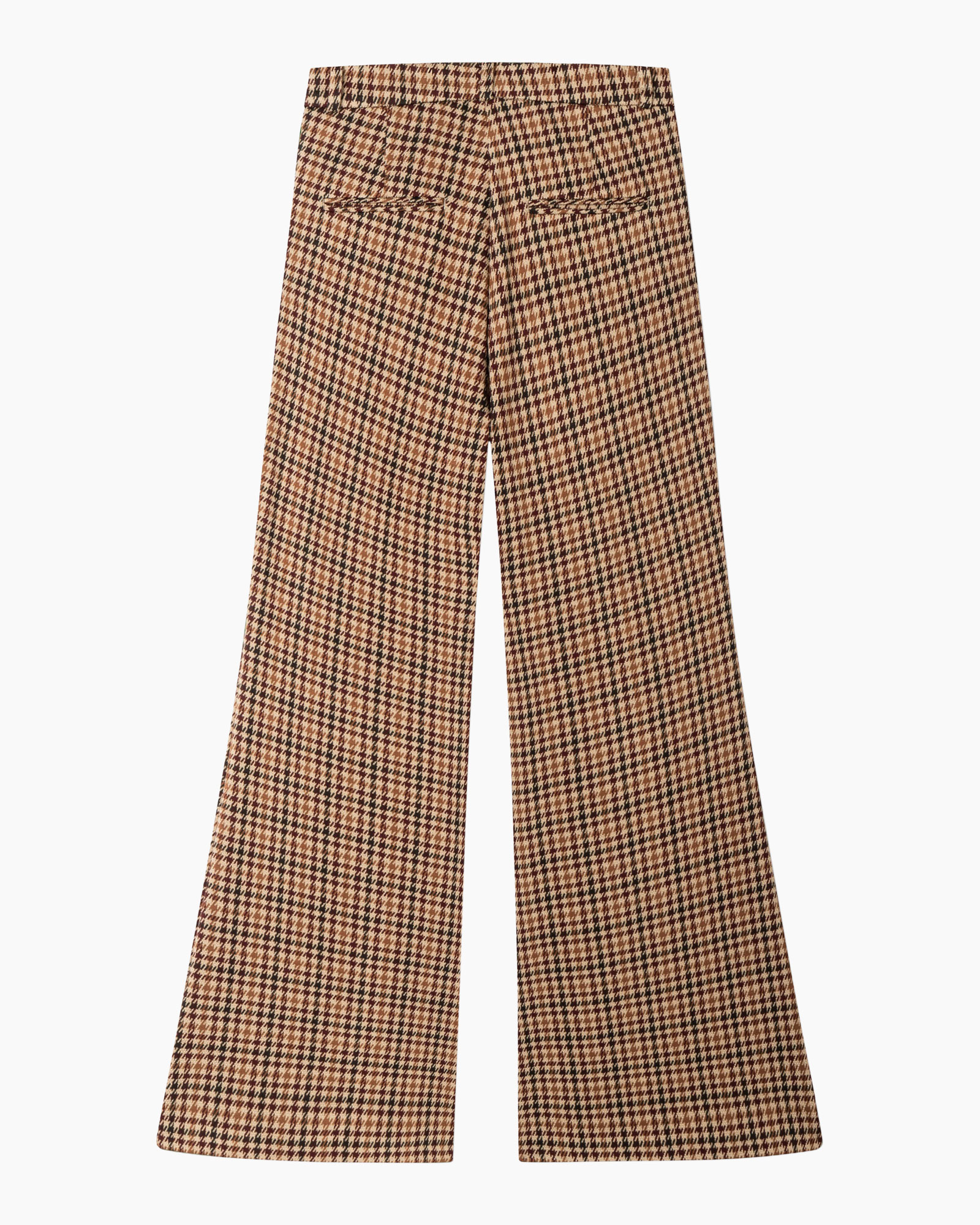 pants, trousers, brown, houndstooth, wide-leg