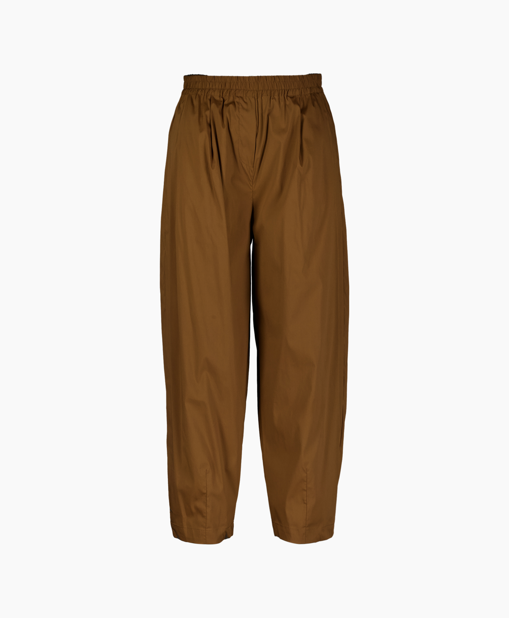 pants, trousers, brown, elastic waistband, cinched hem