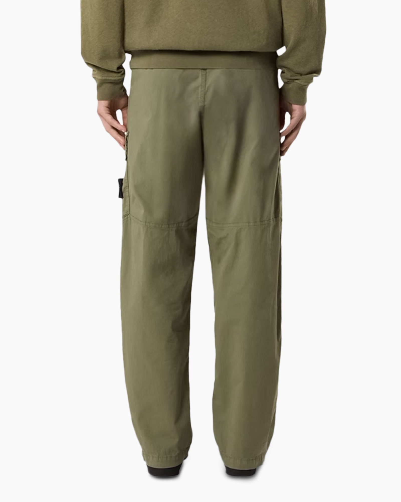 cargo pants, olive green, knit waistband, cargo pockets, loose fit