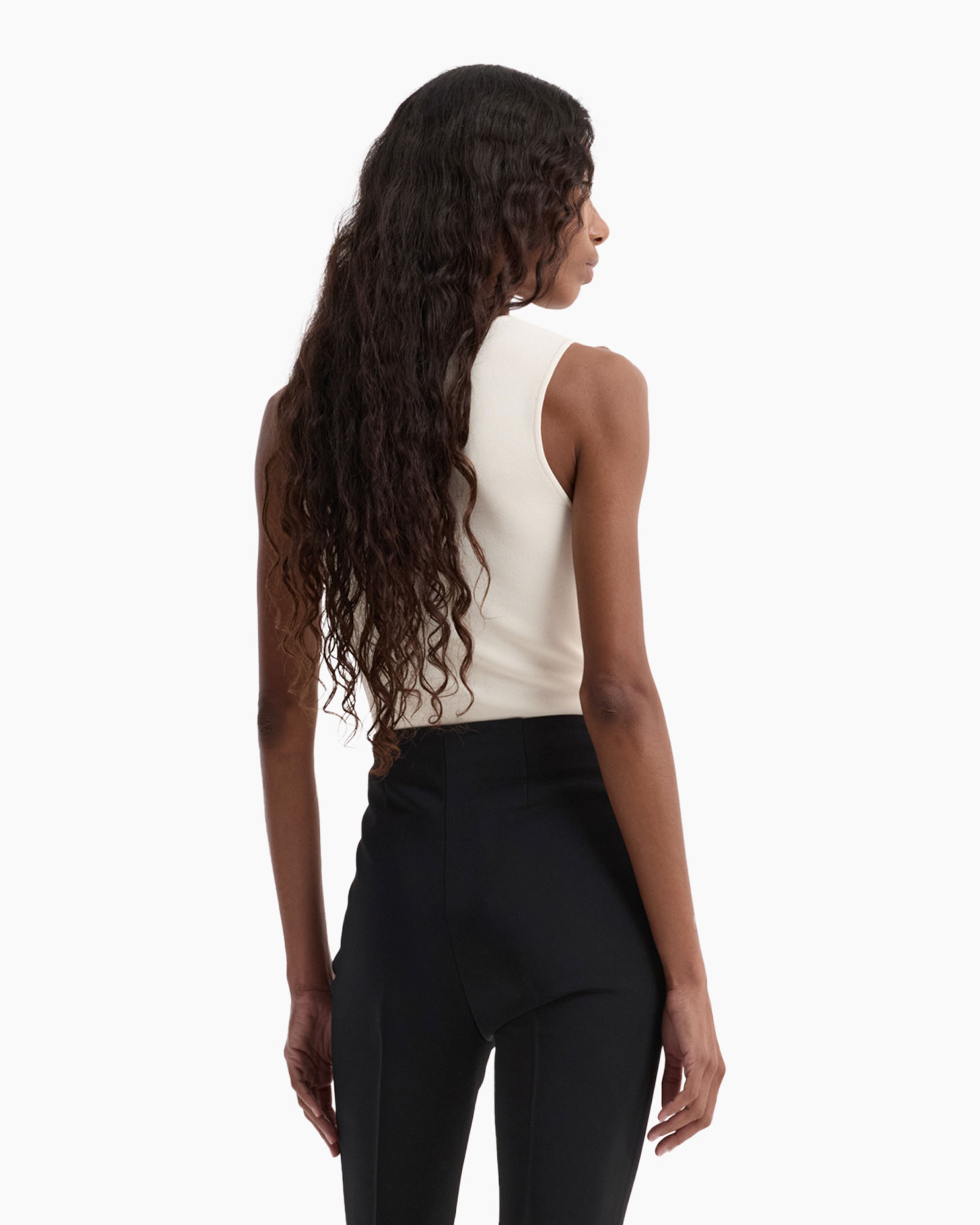 tank top, cream top, sleeveless, knit, back view