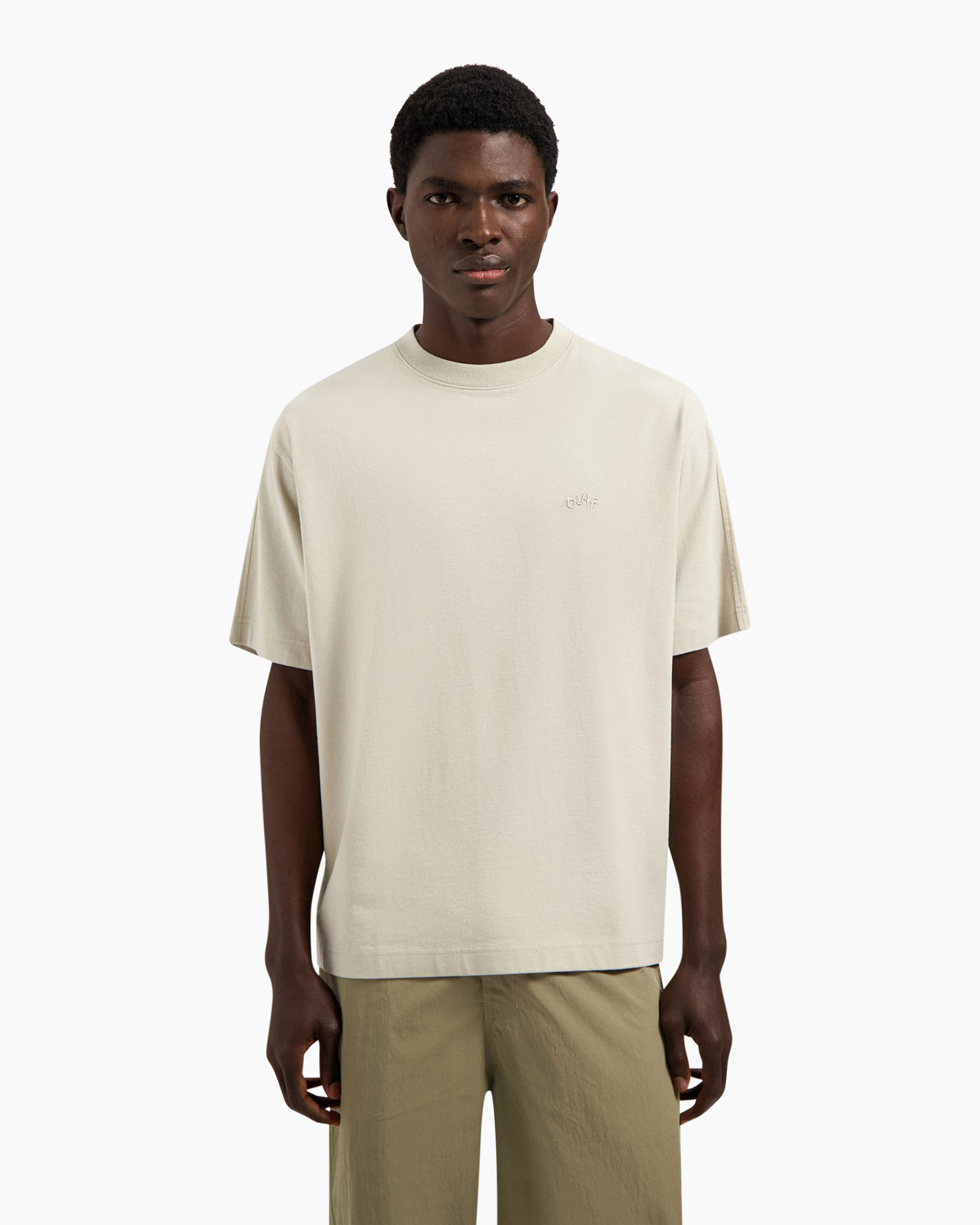 t-shirt, crew neck, short sleeve, beige, basic top