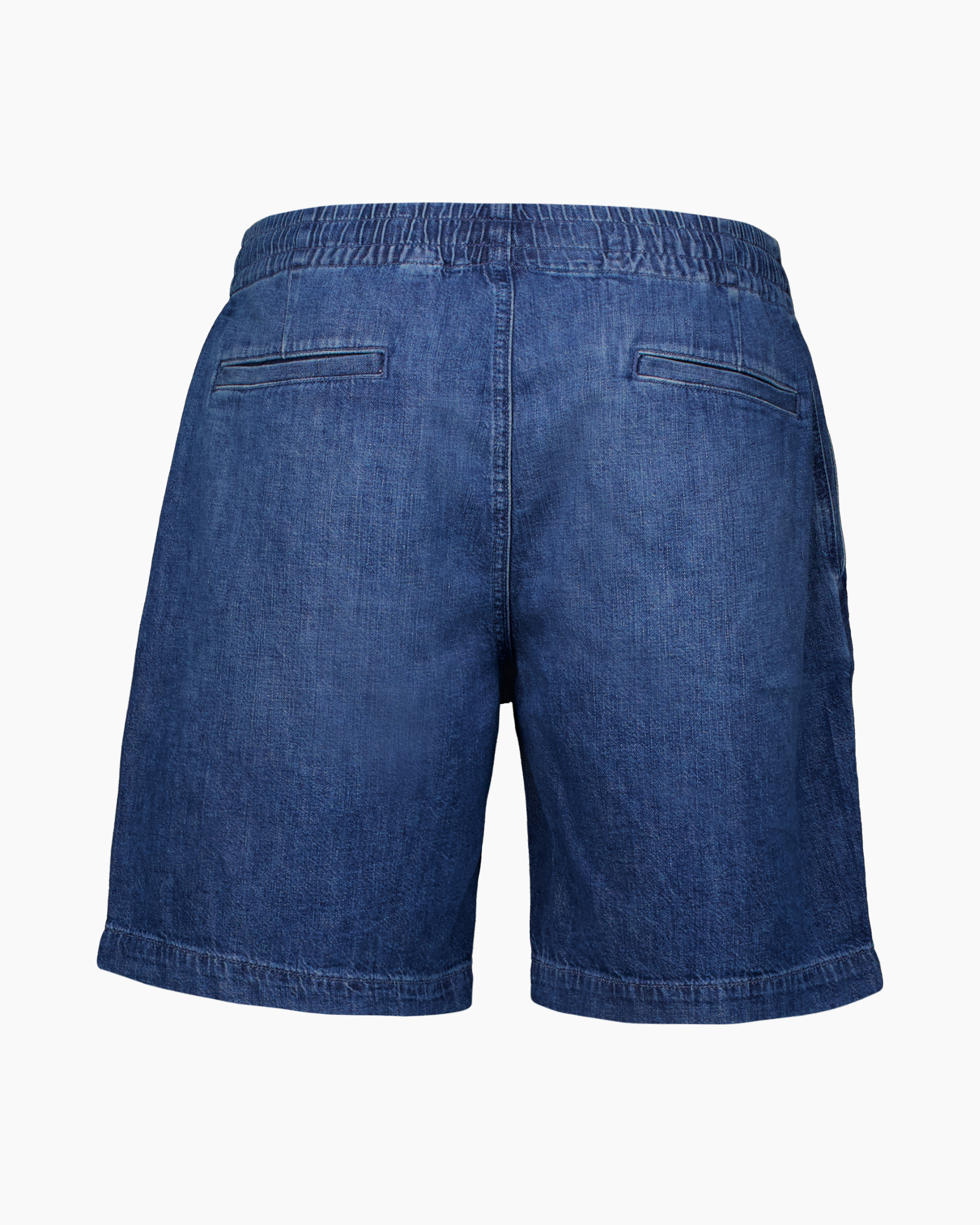 denim, shorts, drawstring, blue, pocketless?