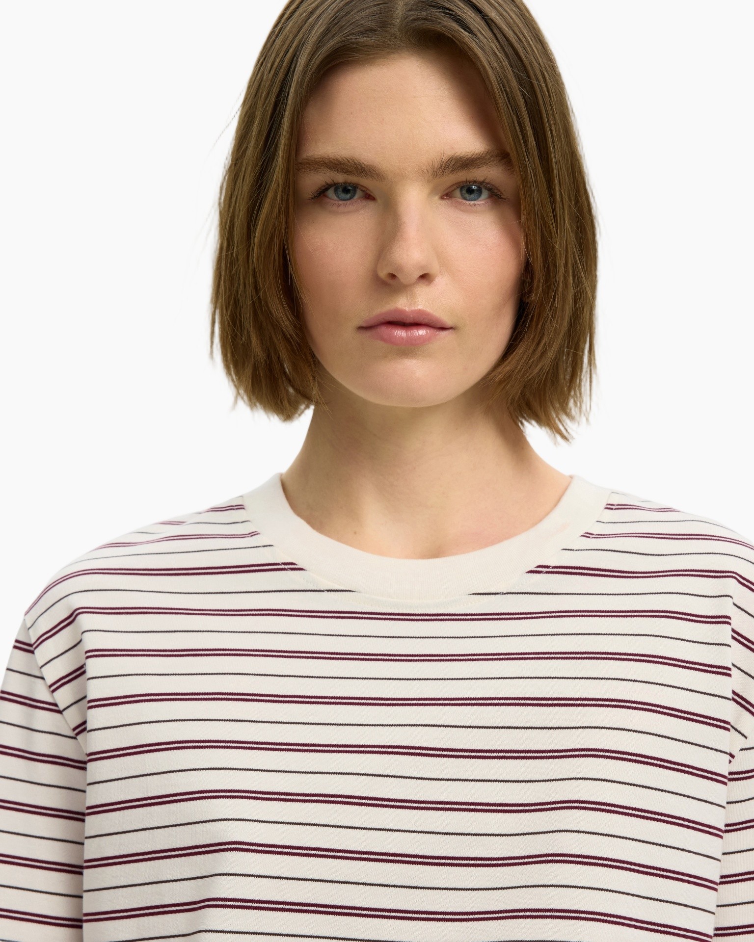 striped-shirt, crew-neck, long-sleeve, stripe pattern, beige