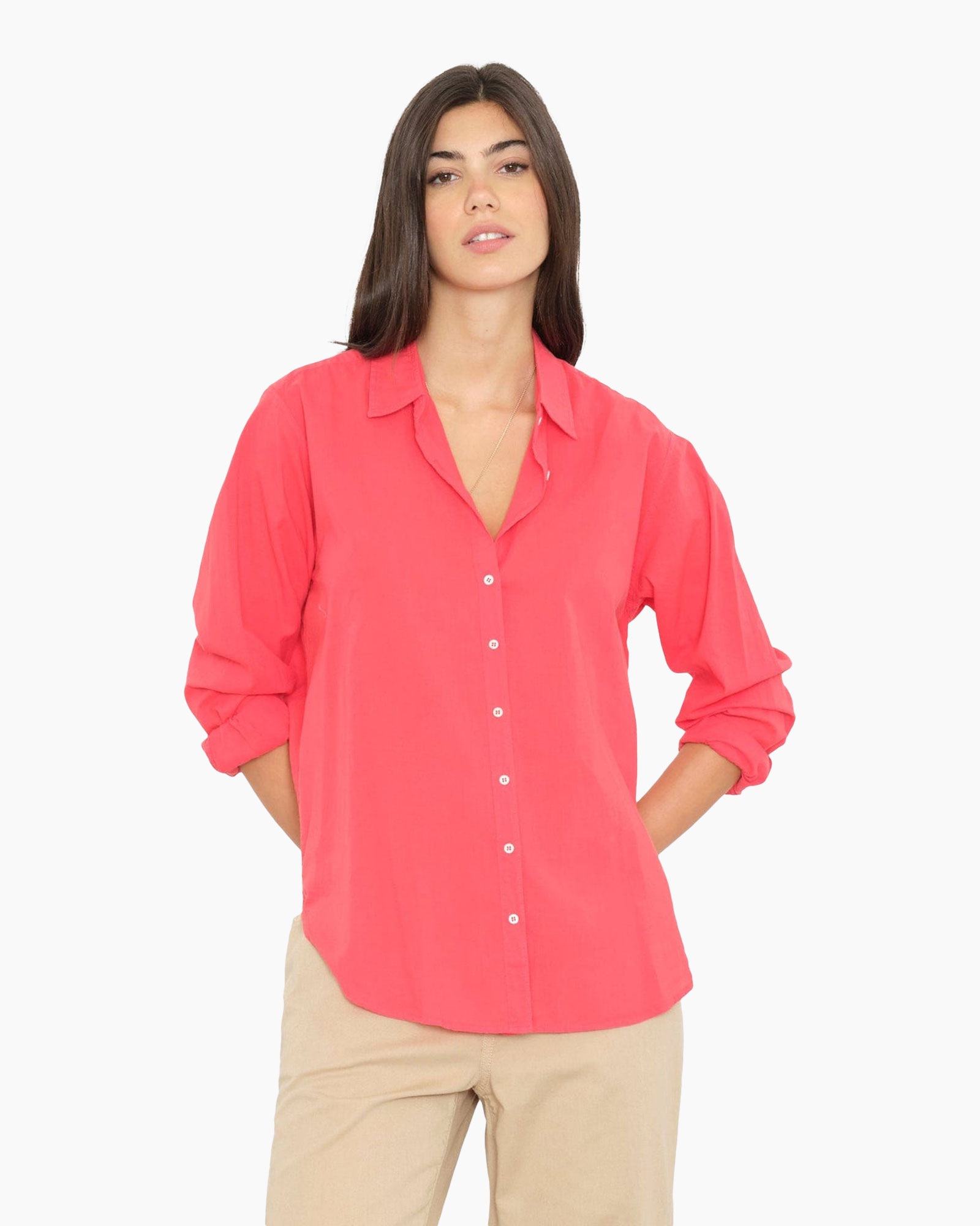 shirt, button-down, pink, linen, long-sleeve