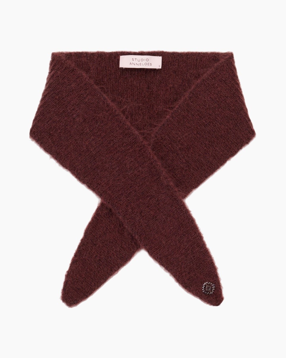 scarf, wrap, knit, maroon, fur-like