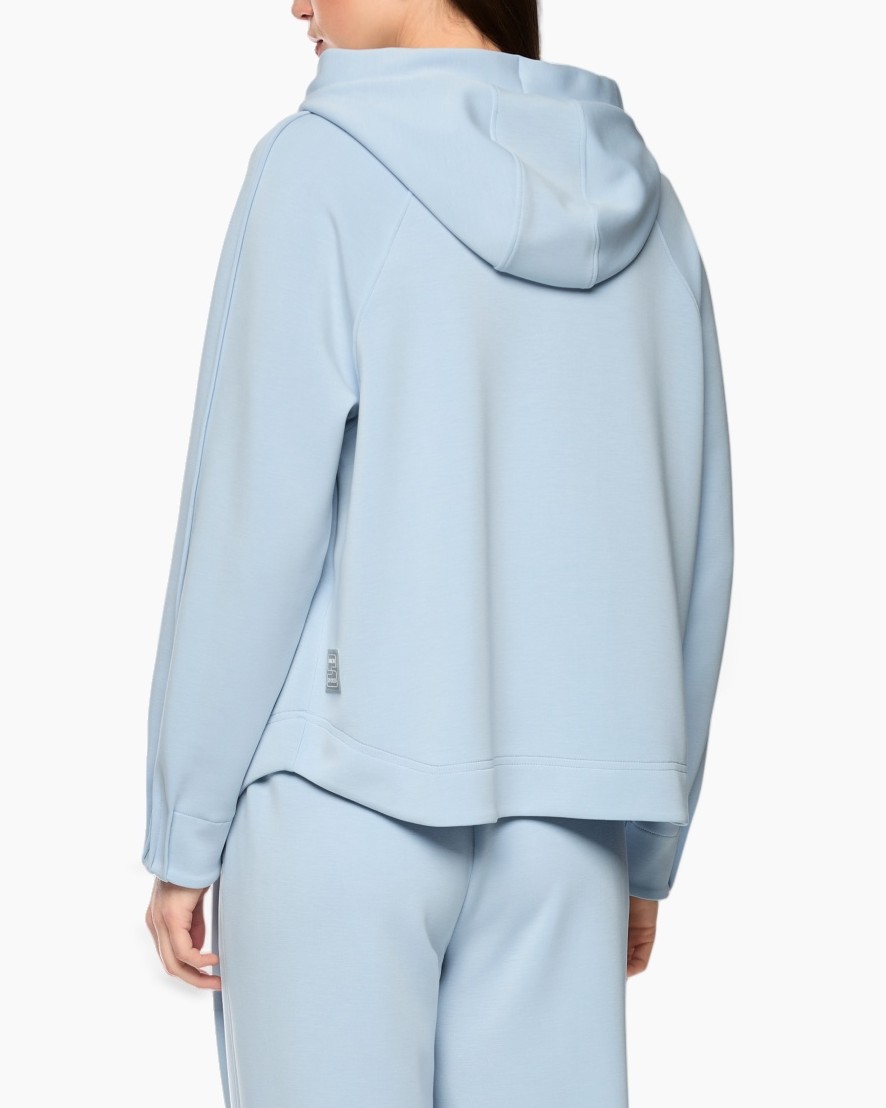 hoodie, light blue, soft, pullover, back view