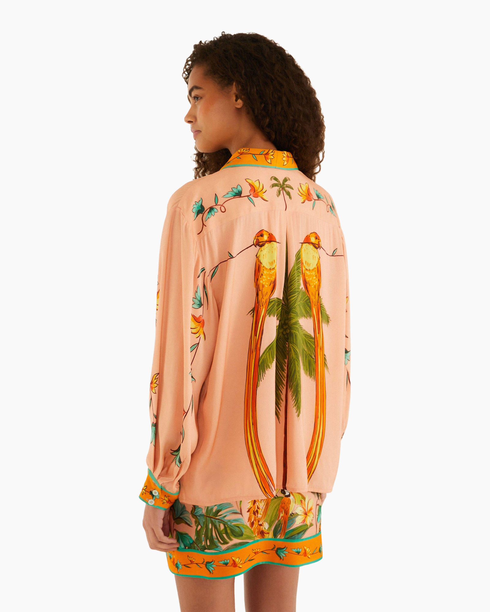 shirt, blouse, floral, palm, print