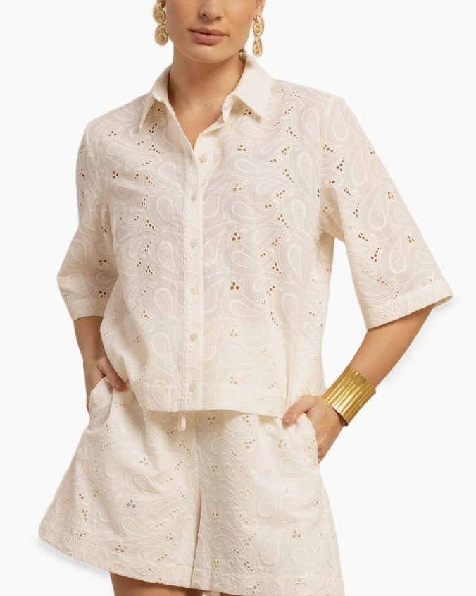 Blouse Nyra Broderie Blouse Beige