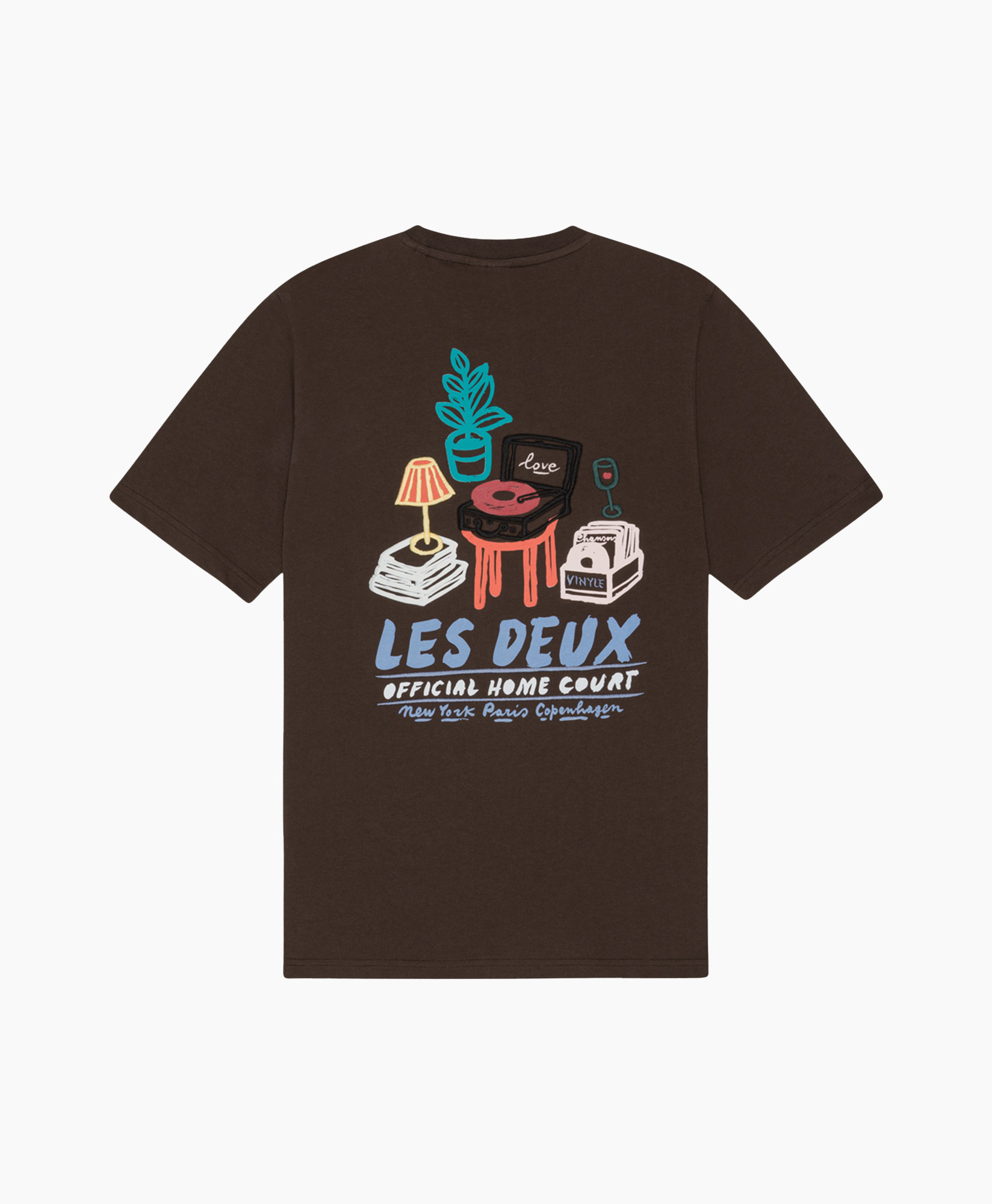 t-shirt, graphic tee, brown, short sleeves, print design