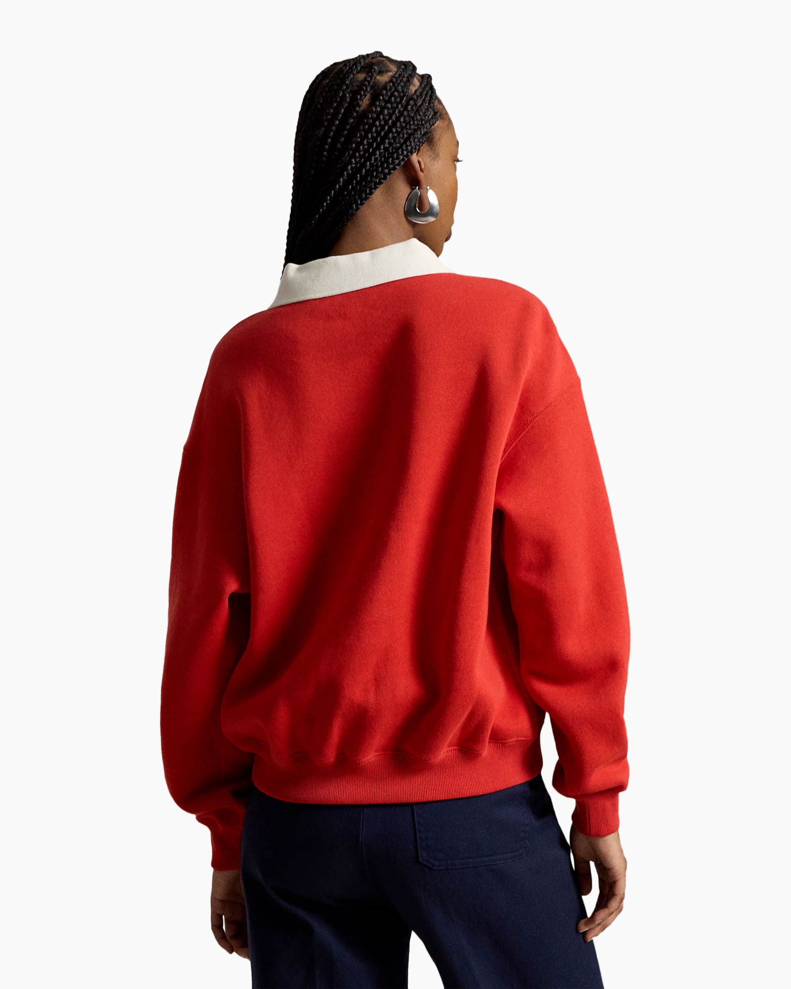 sweatshirt, red, collared, graphic, contrast-collar