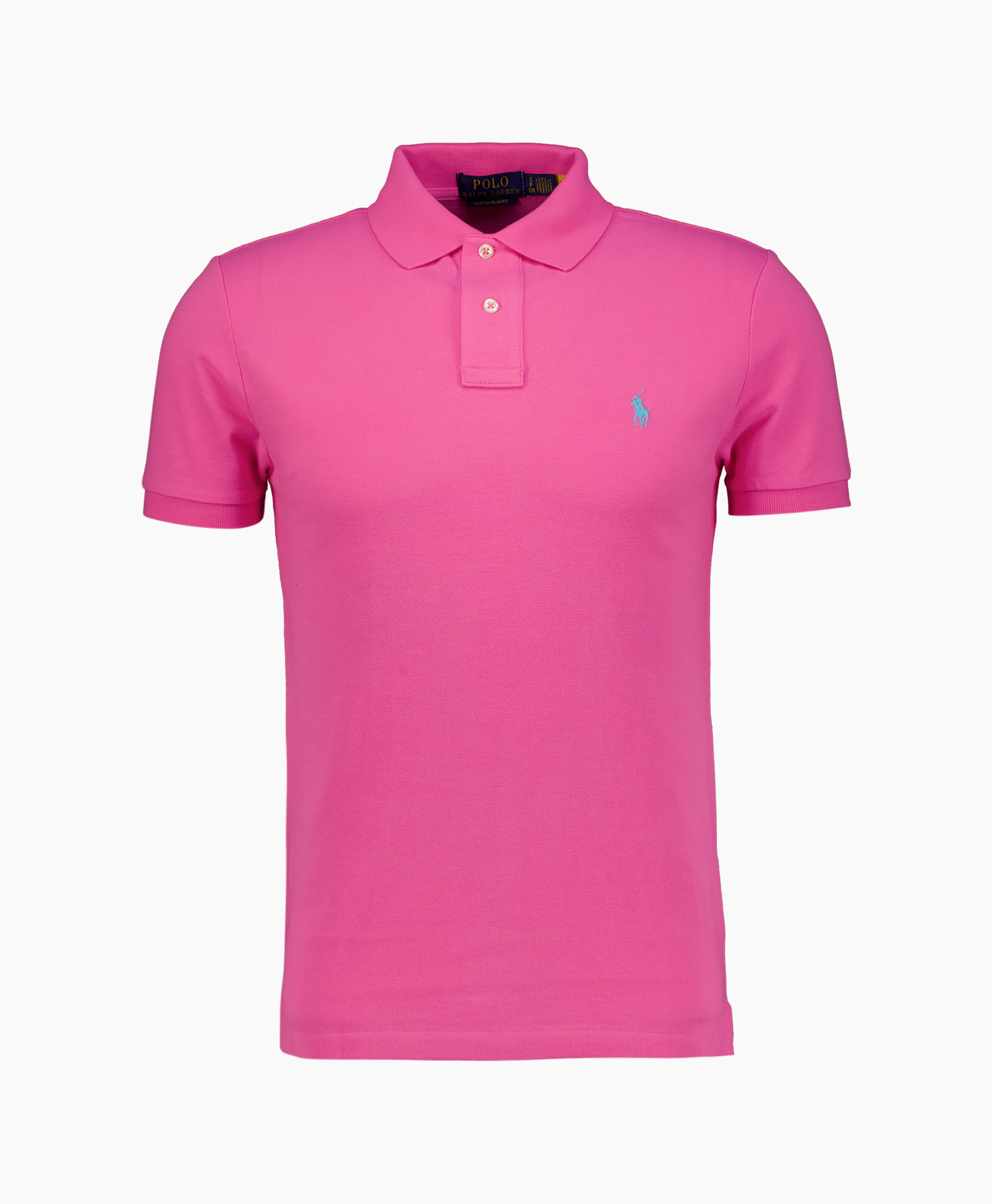 polo shirt, short sleeve, pink, collared, logo embleden?