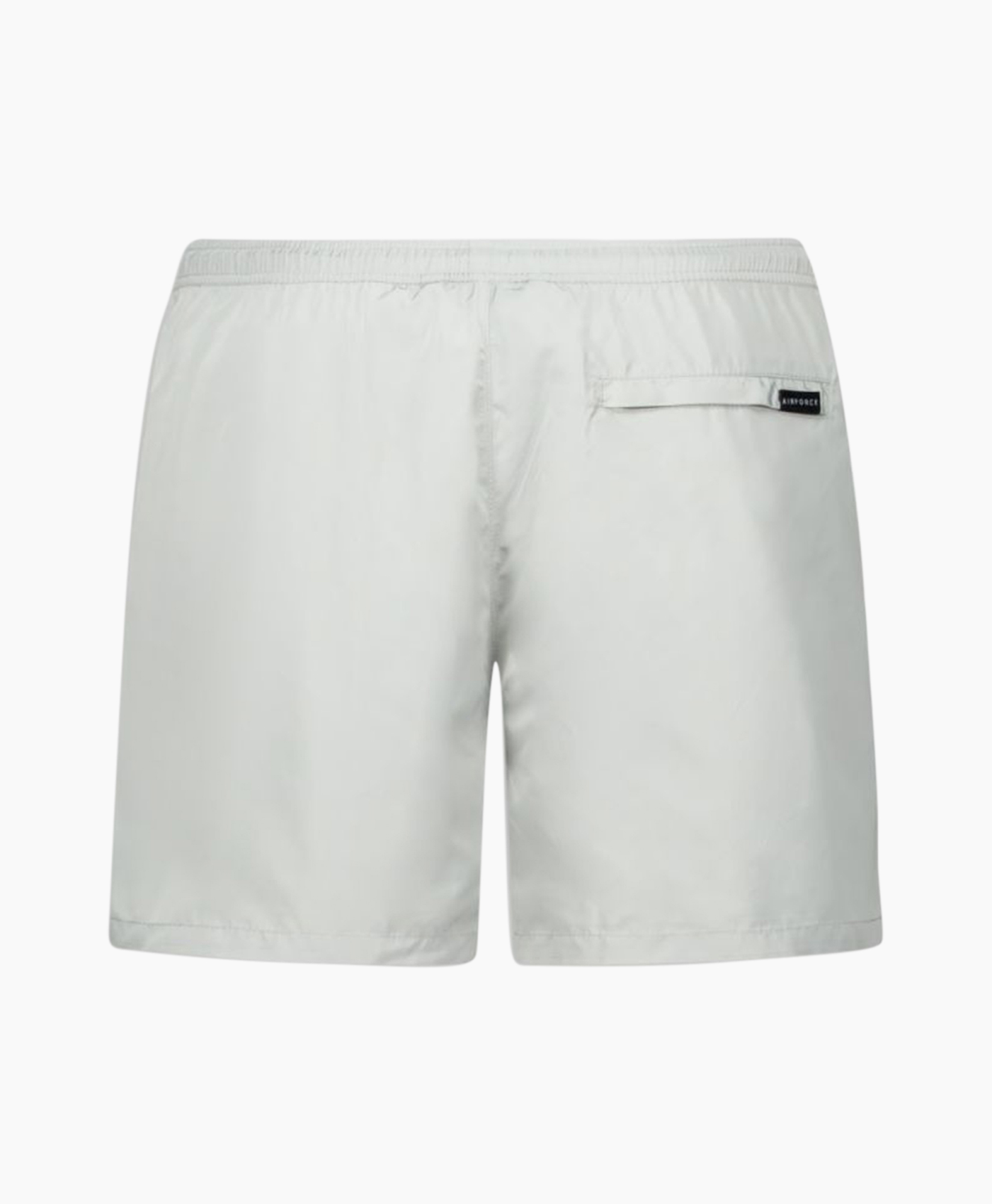shorts, swim shorts, light gray, back pocket, elastic waistband