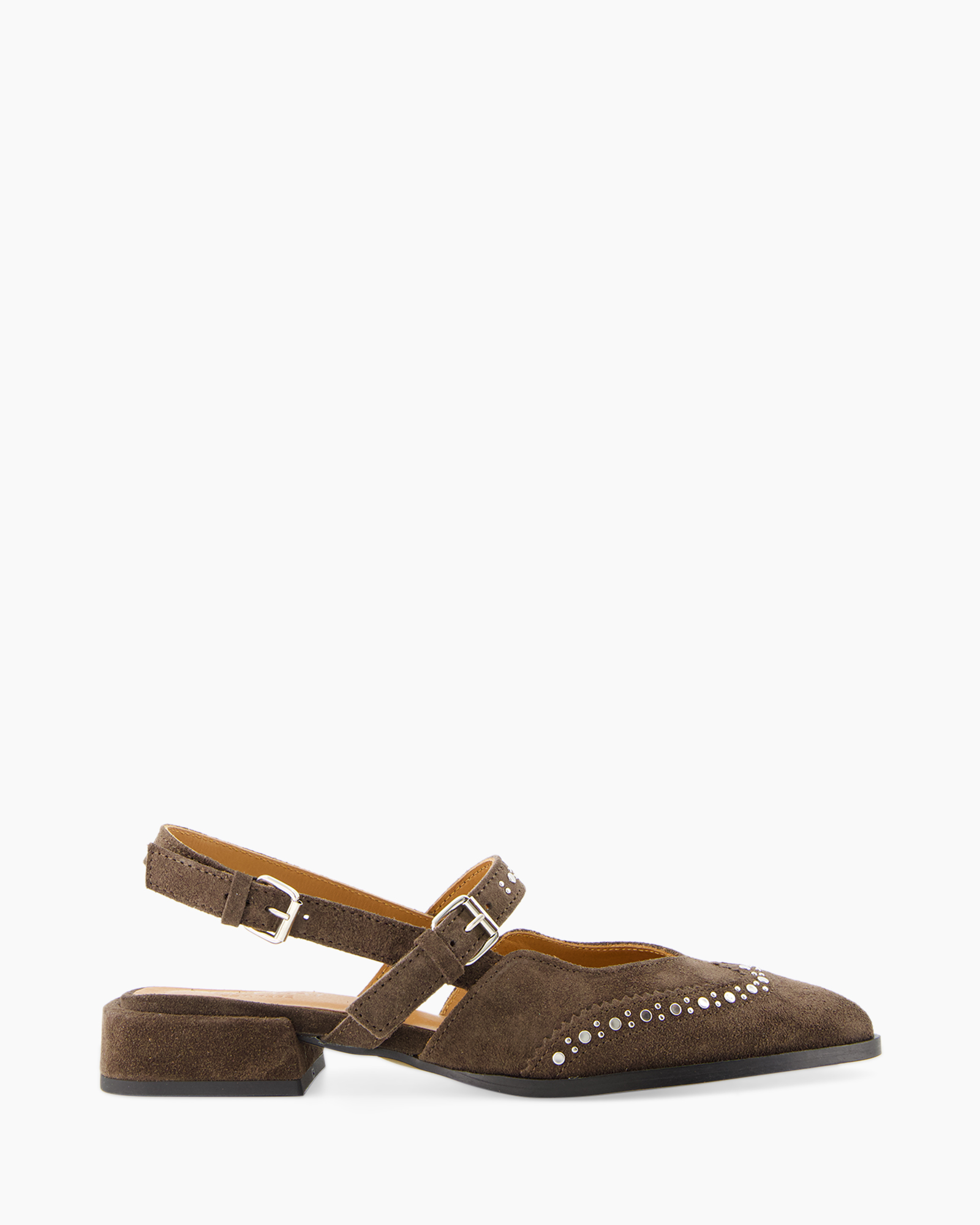 brown, suede, flat, low heel, strappy