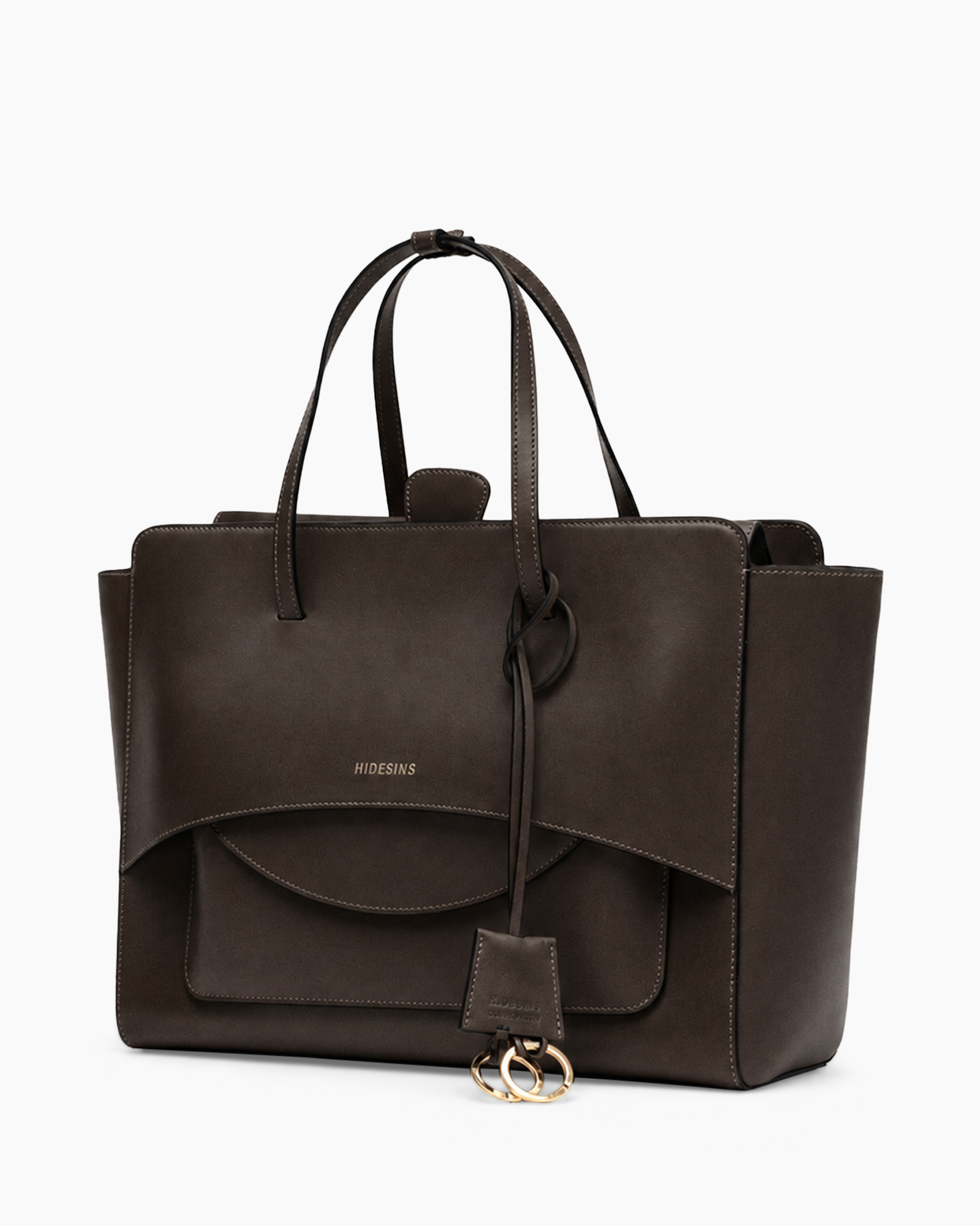 handbag, brown, leather, tote, metallic buckle