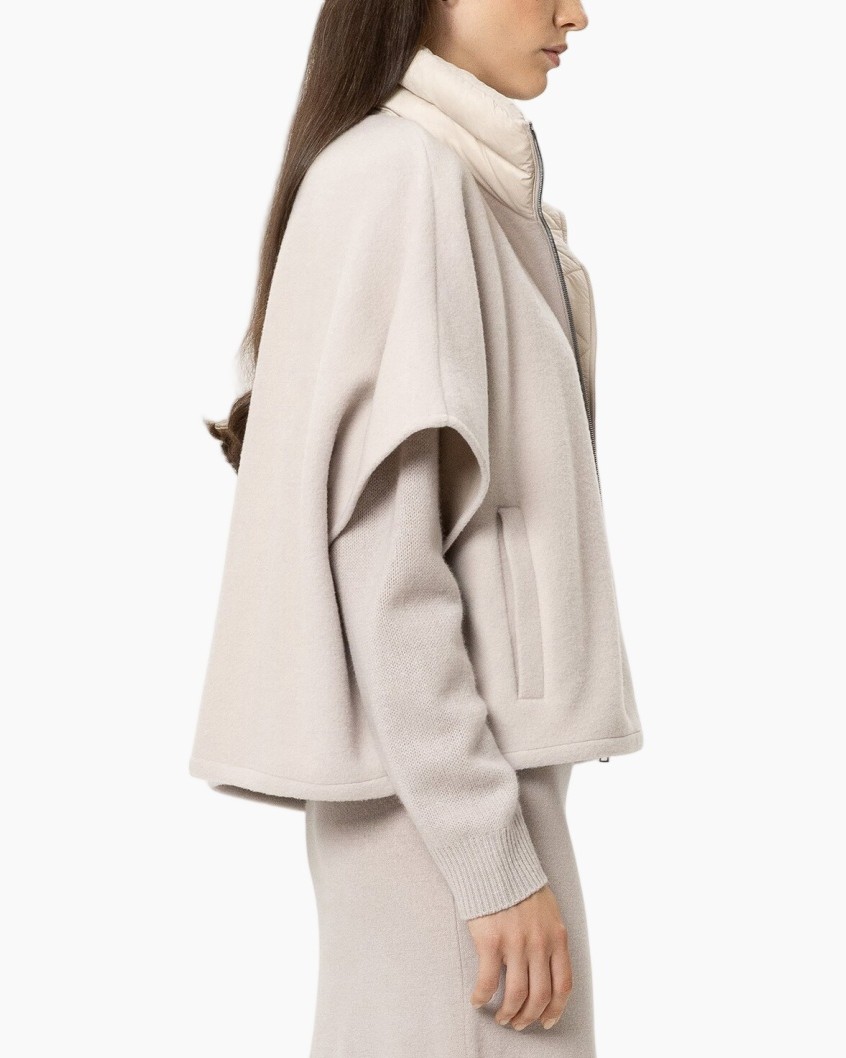 cape, coat, beige, outerwear, zipper