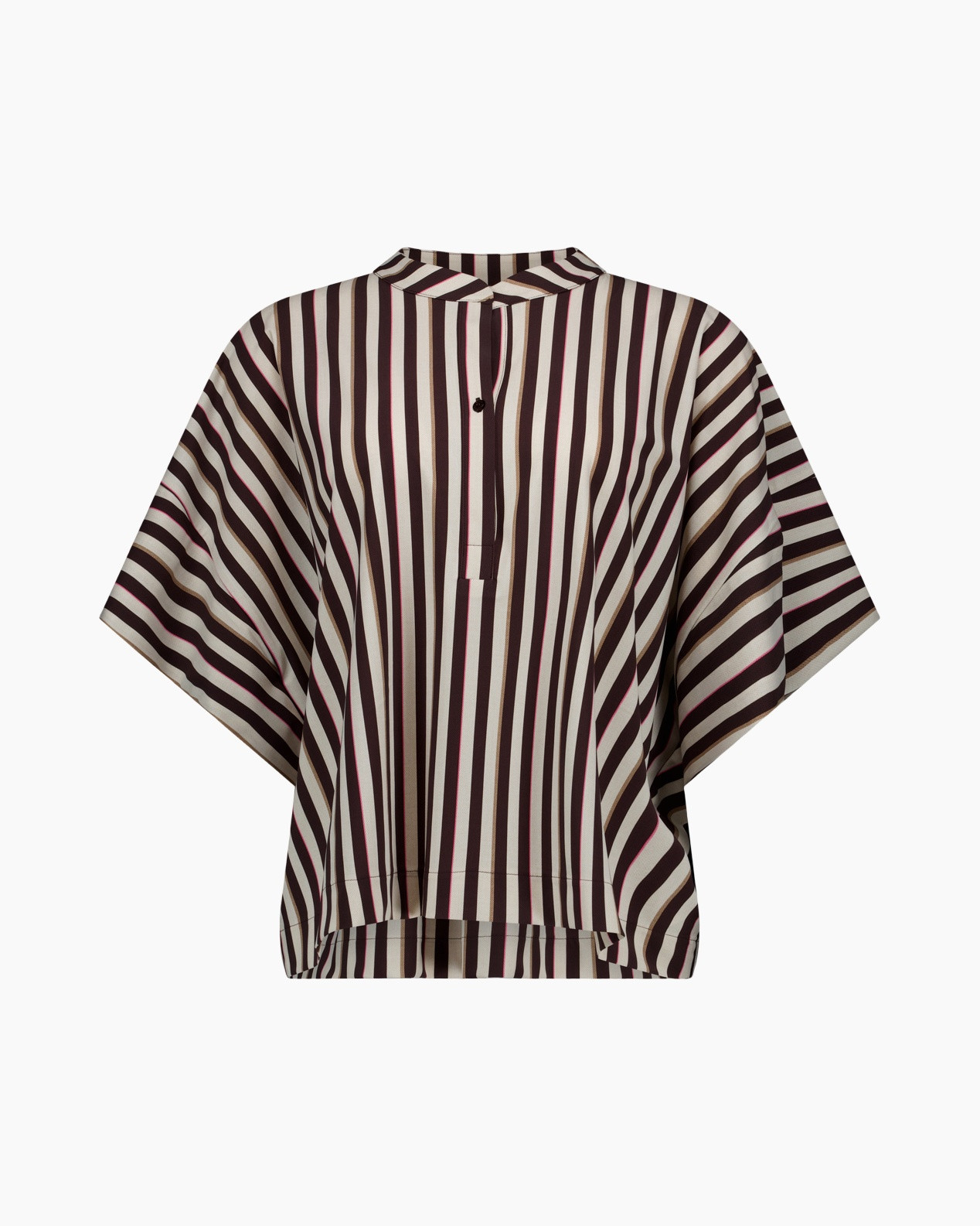 striped, blouse, batwing sleeves, round neck, button placket