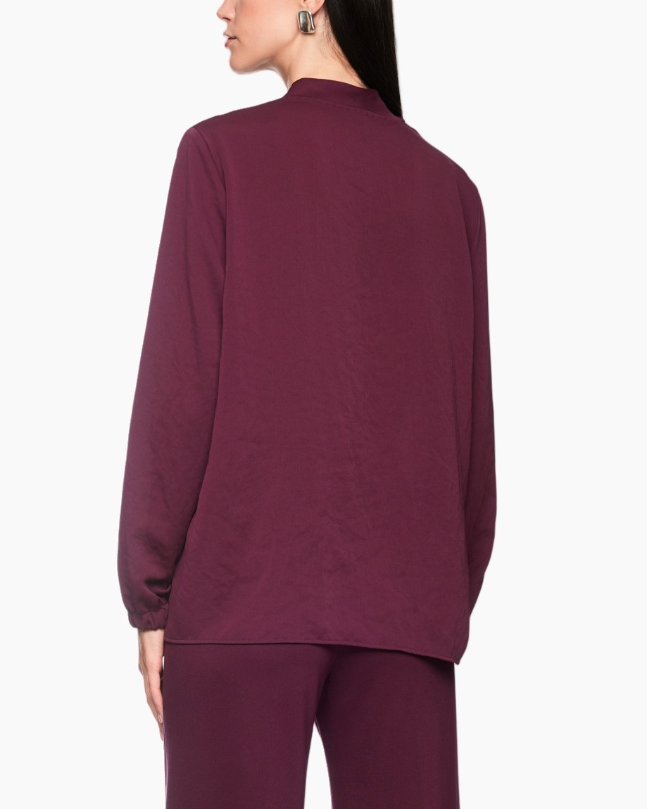 shirt, blouse, burgundy, long_sleeve, top