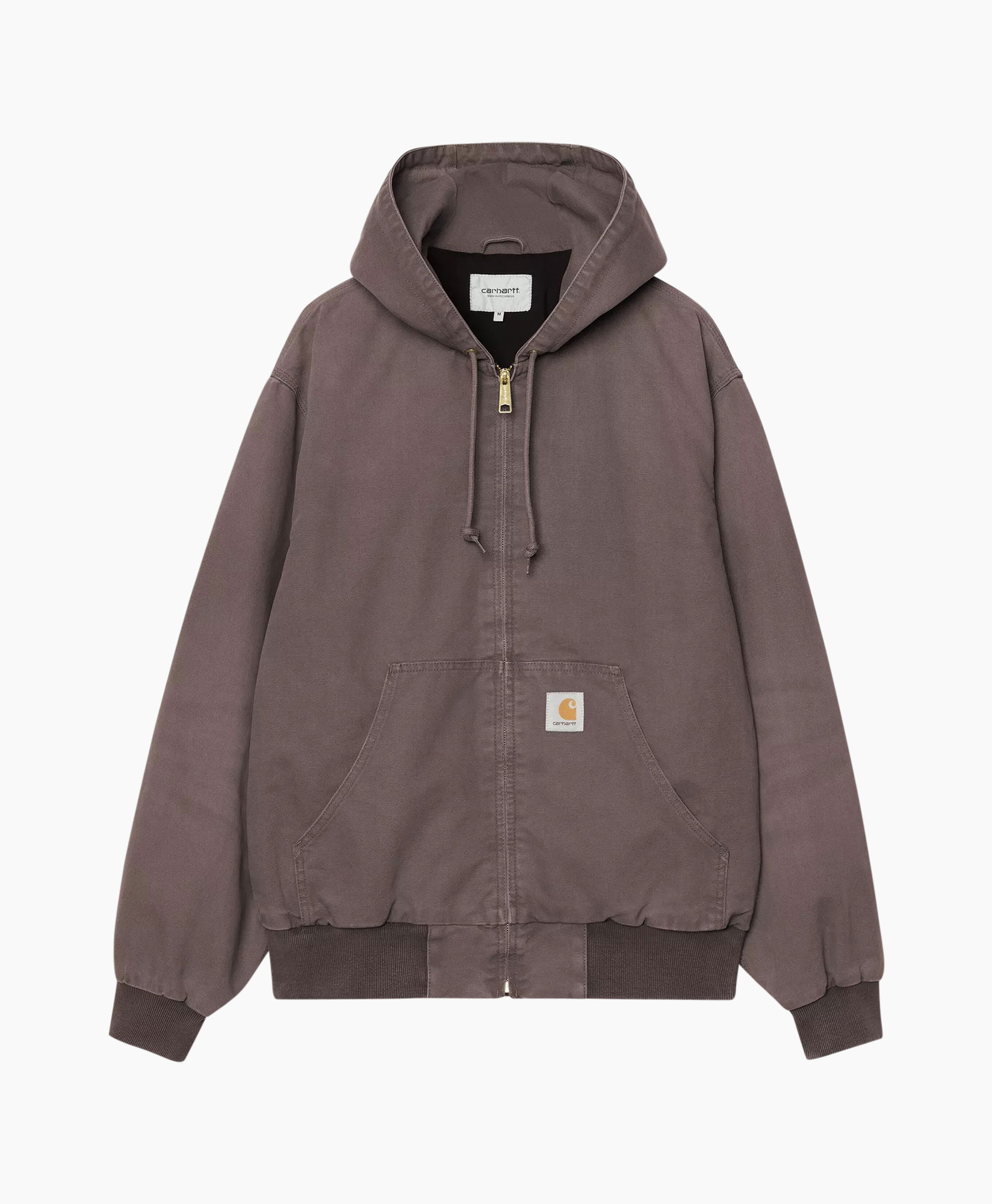 hoodie, zipper, pocket, brown, carhartt badge
