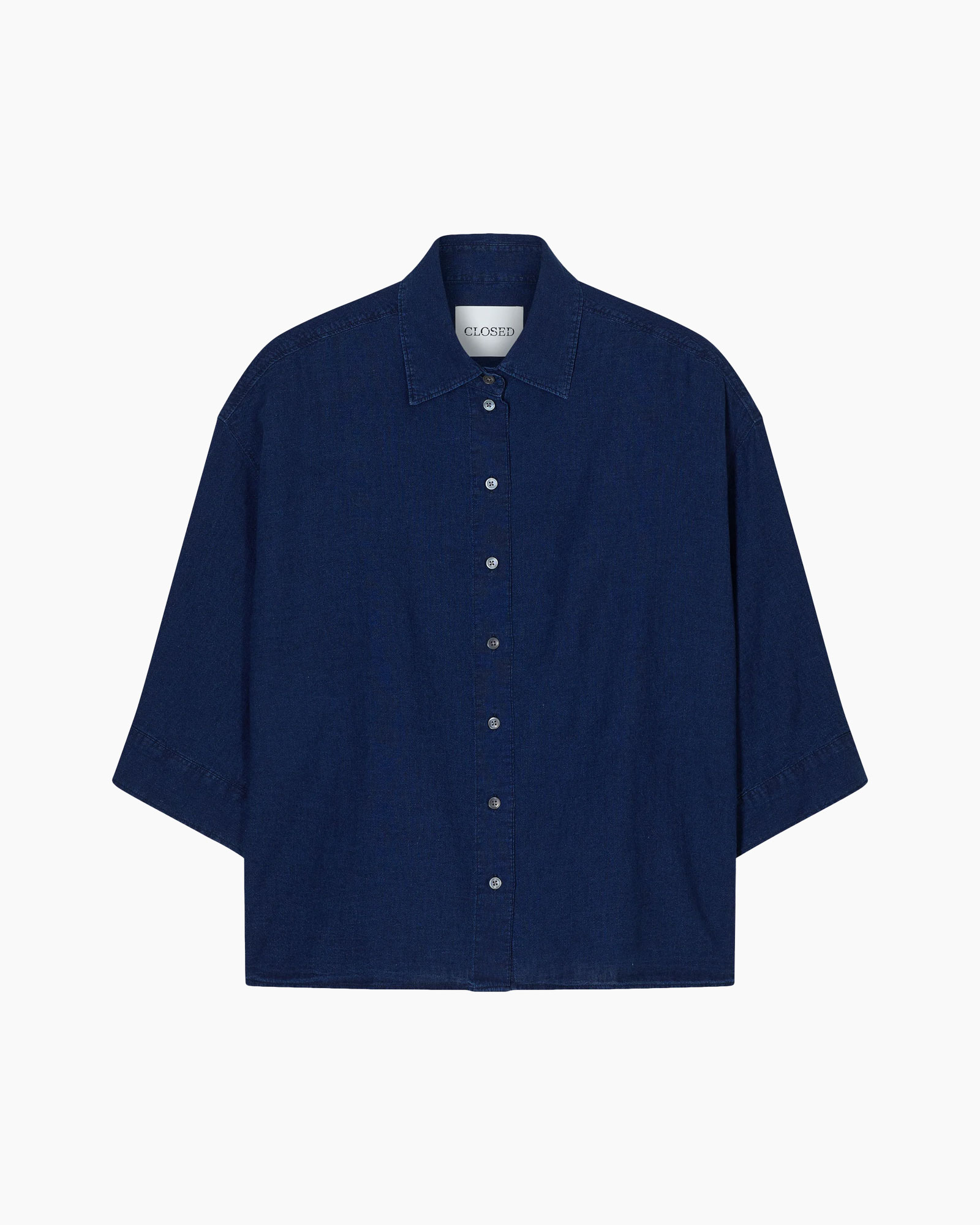 shirt, button-down, linen, blue, oversized